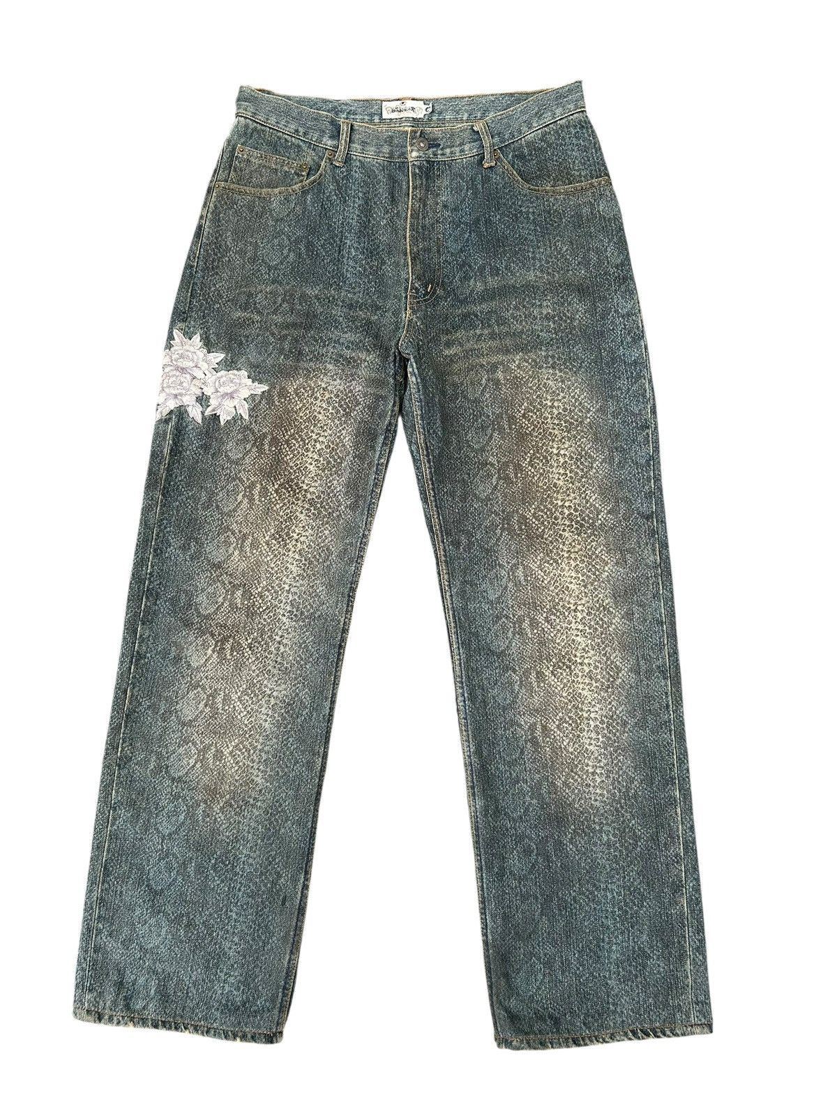 Kapital Karakuri Tamashii Embroidered Japanes Snake Skin Denim Jeans Size US 35 - 3 Thumbnail