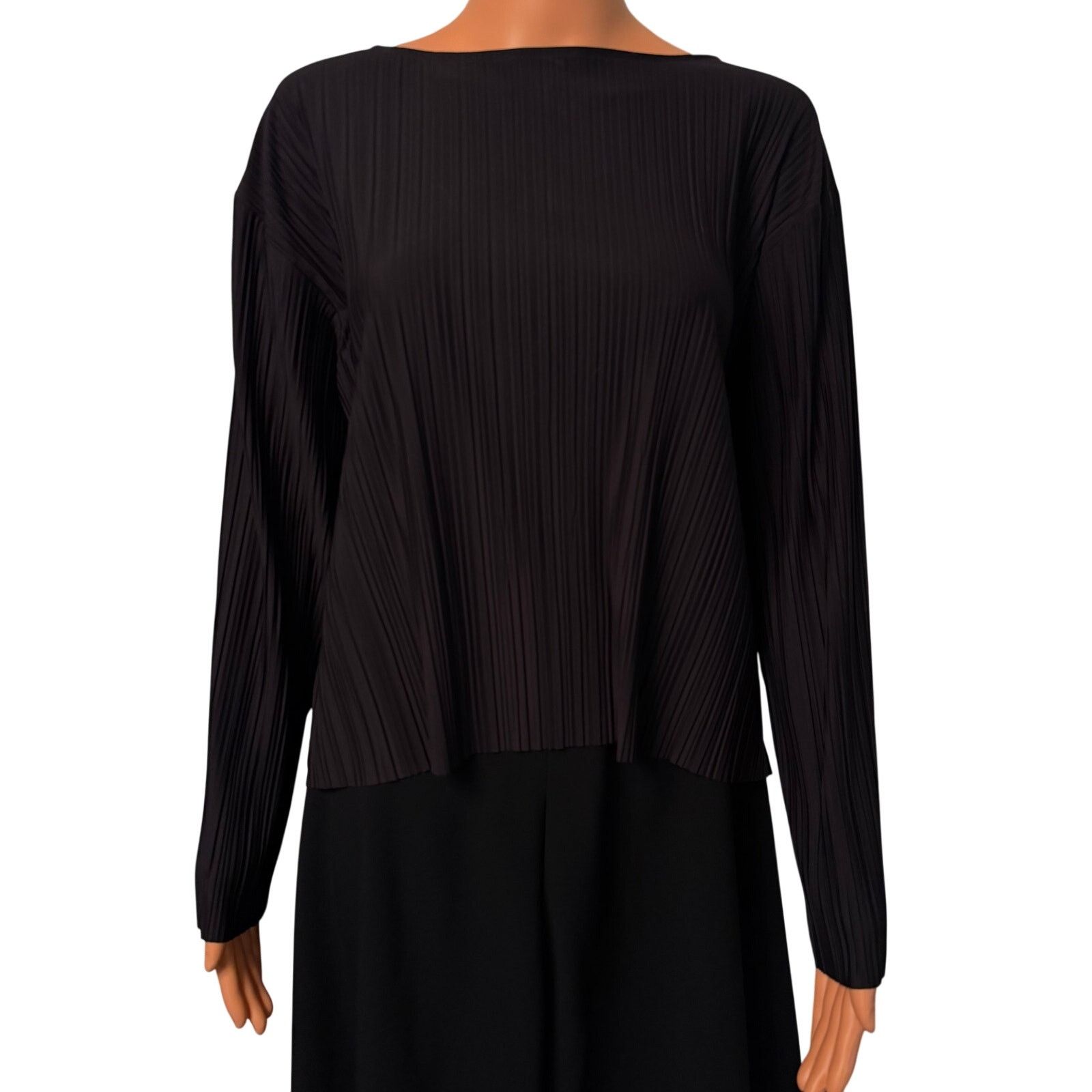 The Row Black Pleated Boxy Top Black size S Long Sleeve Minimalism Size S / US 4 / IT 40 - 1 Thumbnail