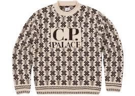 image of C P Company x Palace C.p. Company Lambswool Knit Sweater in Stone, Men's (Size Medium)