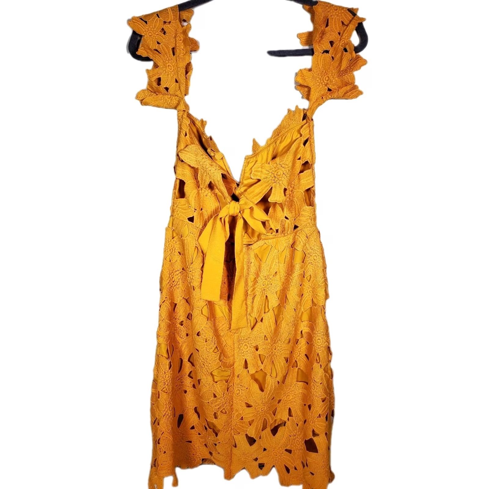 Vintage Few Moda Alison Off Shoulder Cocktail Dress Mustard Yellow Floral Women's M New NWT Size M / US 6-8 / IT 42-44 - 5 Thumbnail