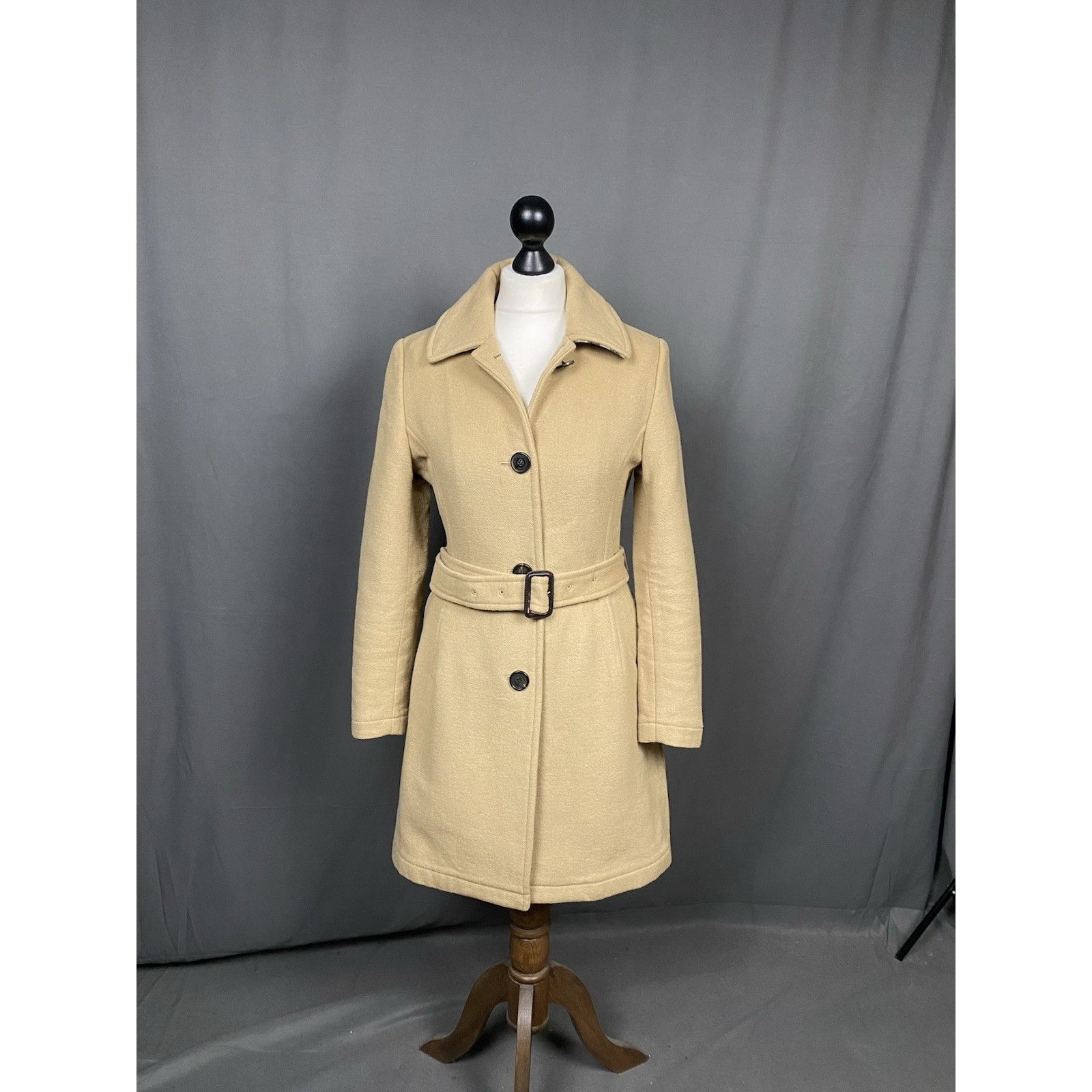 Burberry Burberry Women's Beige Wool Belted Trench Coat Size 40 Size S / US 4 / IT 40 - 2 Thumbnail