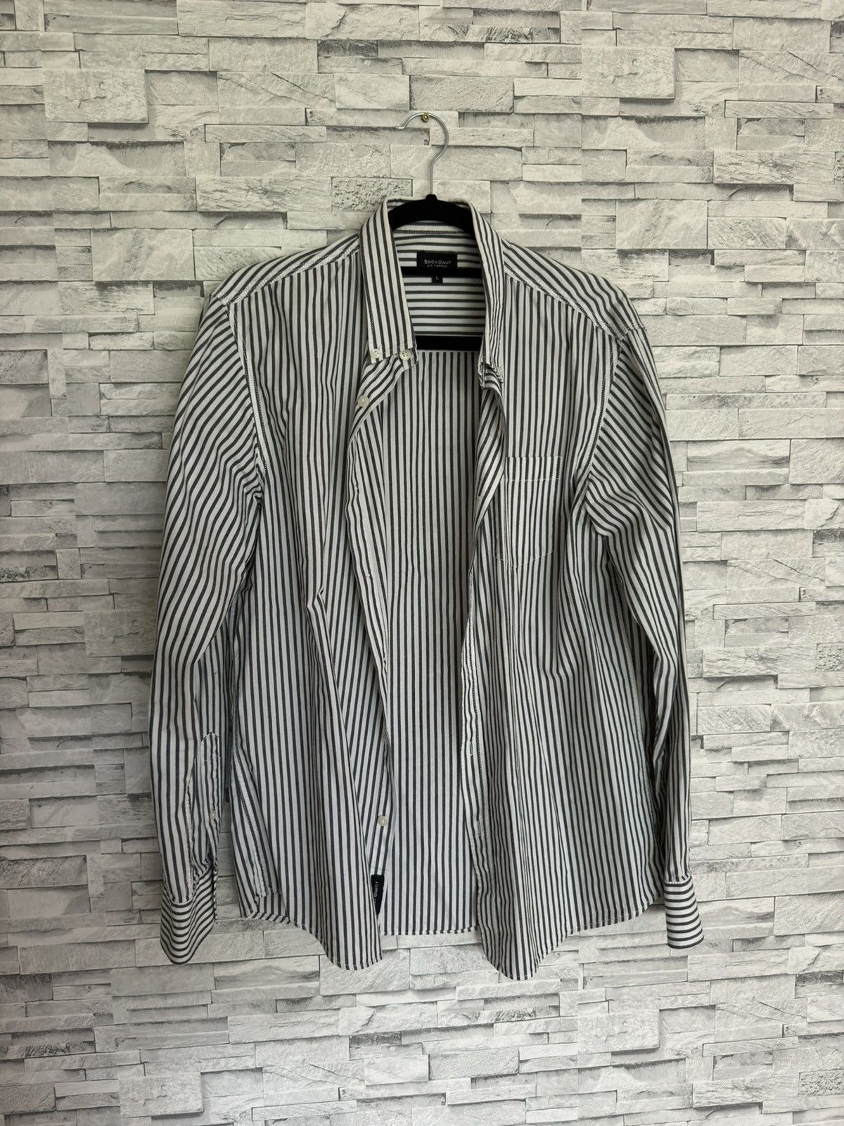 Designer Vintage Striped Shirt White/Black Size US M / EU 48-50 / 2 - 1 Thumbnail