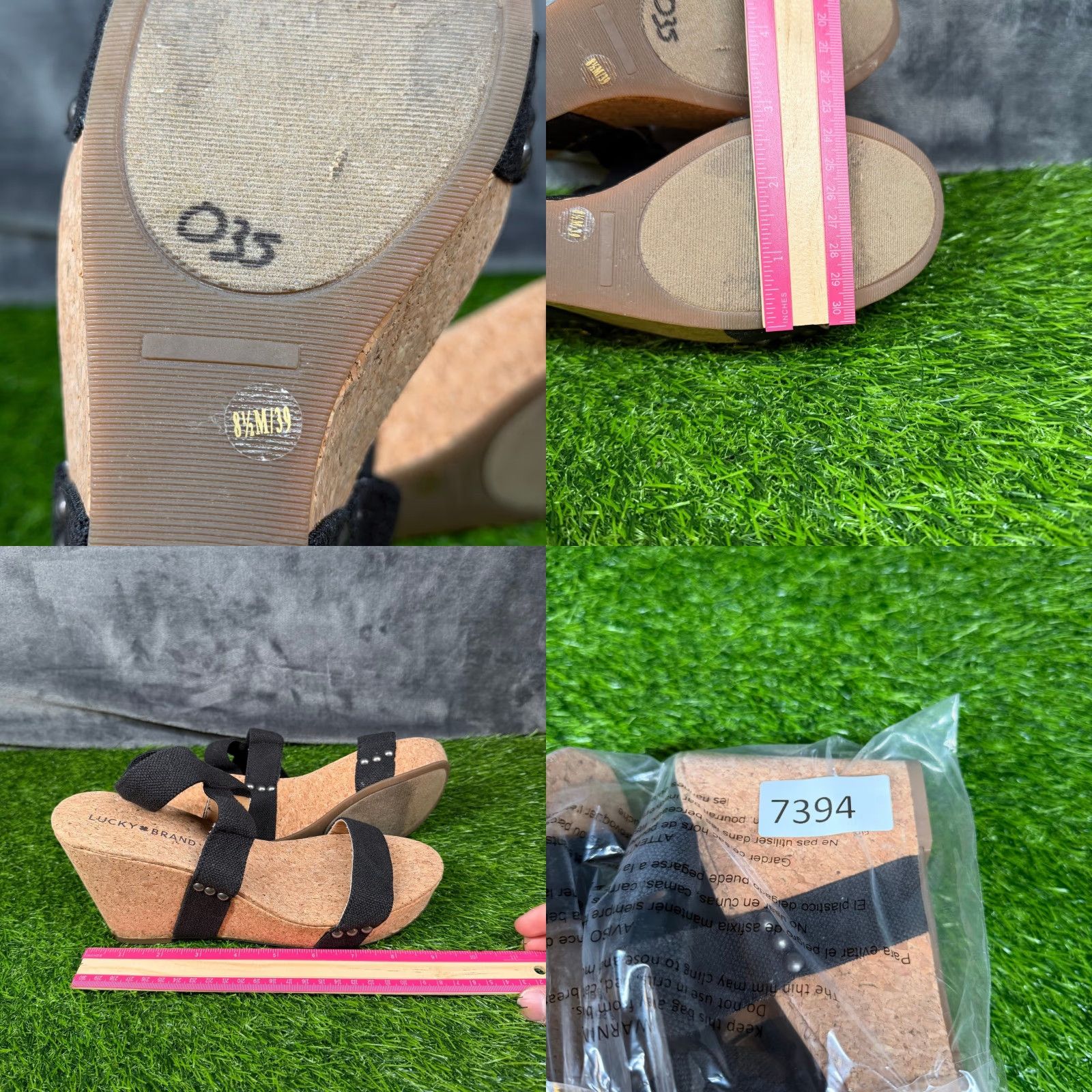 Lucky Brand Lucky Brand Sandal Women Wedge Ankle Strap Black Cork Platforms 8.5M Summer Strappy Size US 9 / IT 39 - 8 Thumbnail