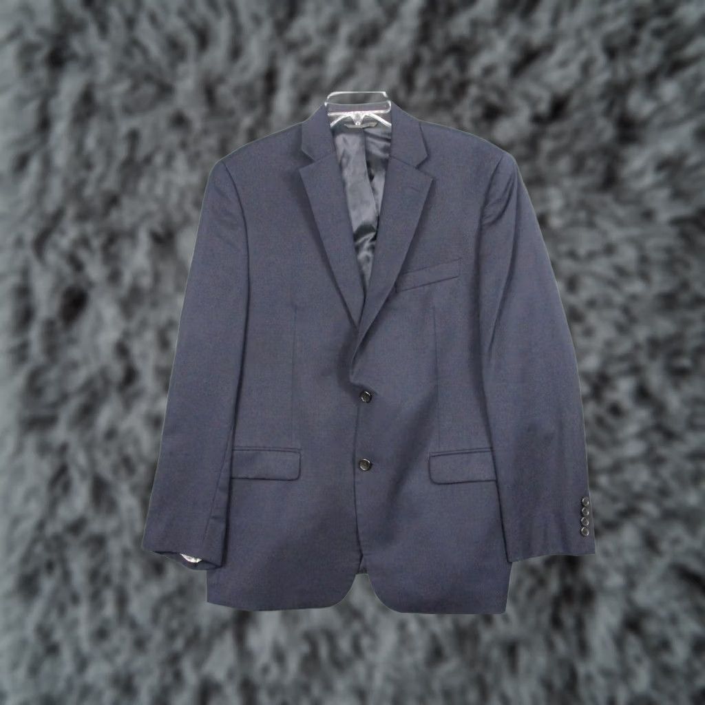 Ralph Lauren Lauren Ralph Lauren Suit Jacket Mens 40R Blue Wool Solid Two-Button Notch Lapel Regular Sleeve Four-Button Cuffs Size 40R - 1 Thumbnail