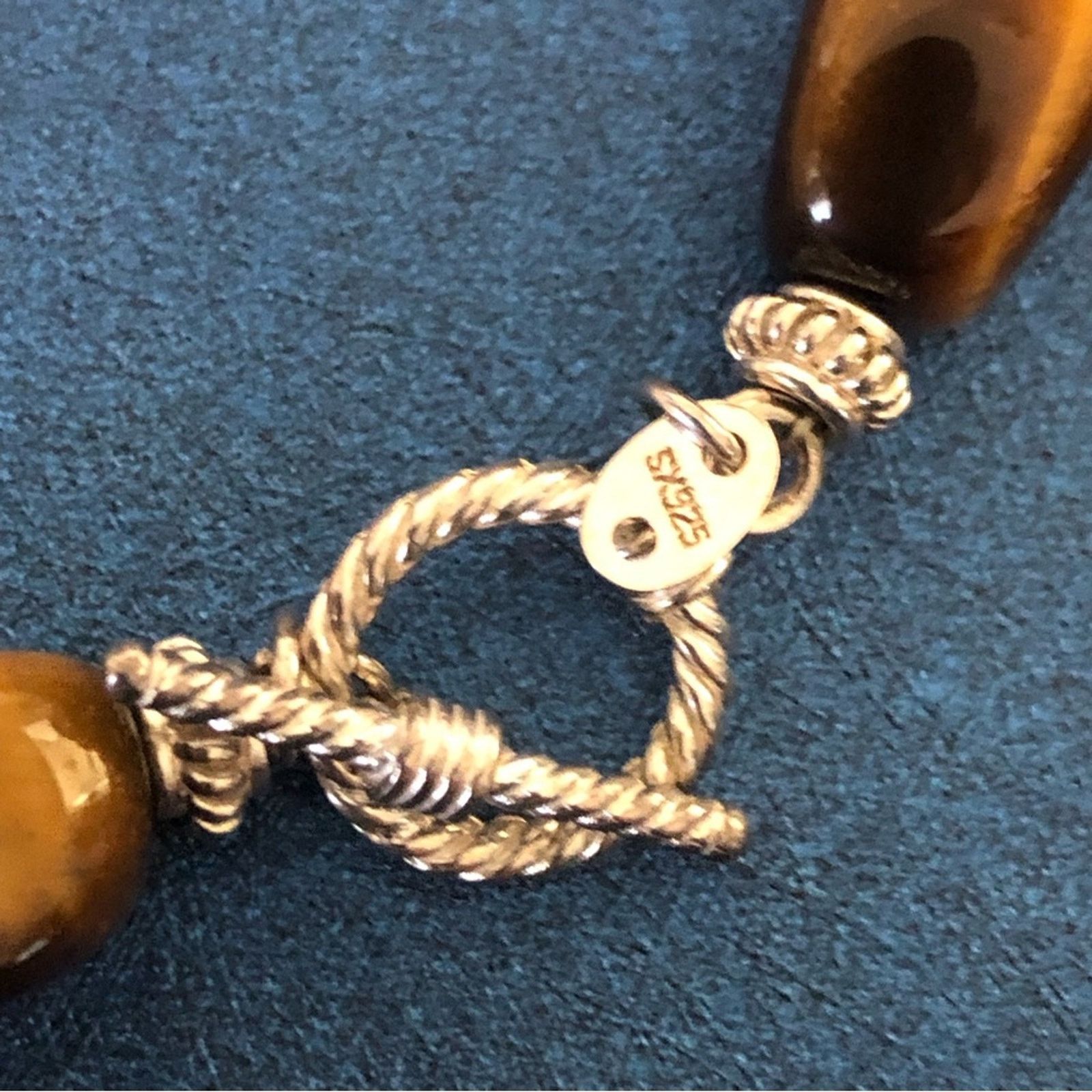 Vintage Vintage chunky polished genuine tiger eye stone 925 necklace Size ONE SIZE - 12 Thumbnail