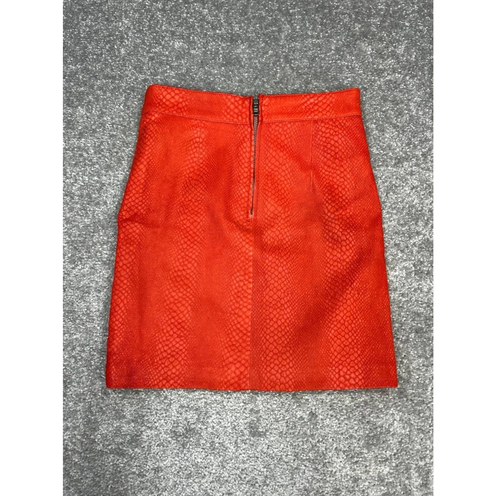 NBD NBD Mini Skirt Womens XS Orange Snake Texture Leather Lined Formal City Spring/Summer Women Skirt, Zipper, High Rise Size 26" / US 2 / IT 38 - 2 Thumbnail