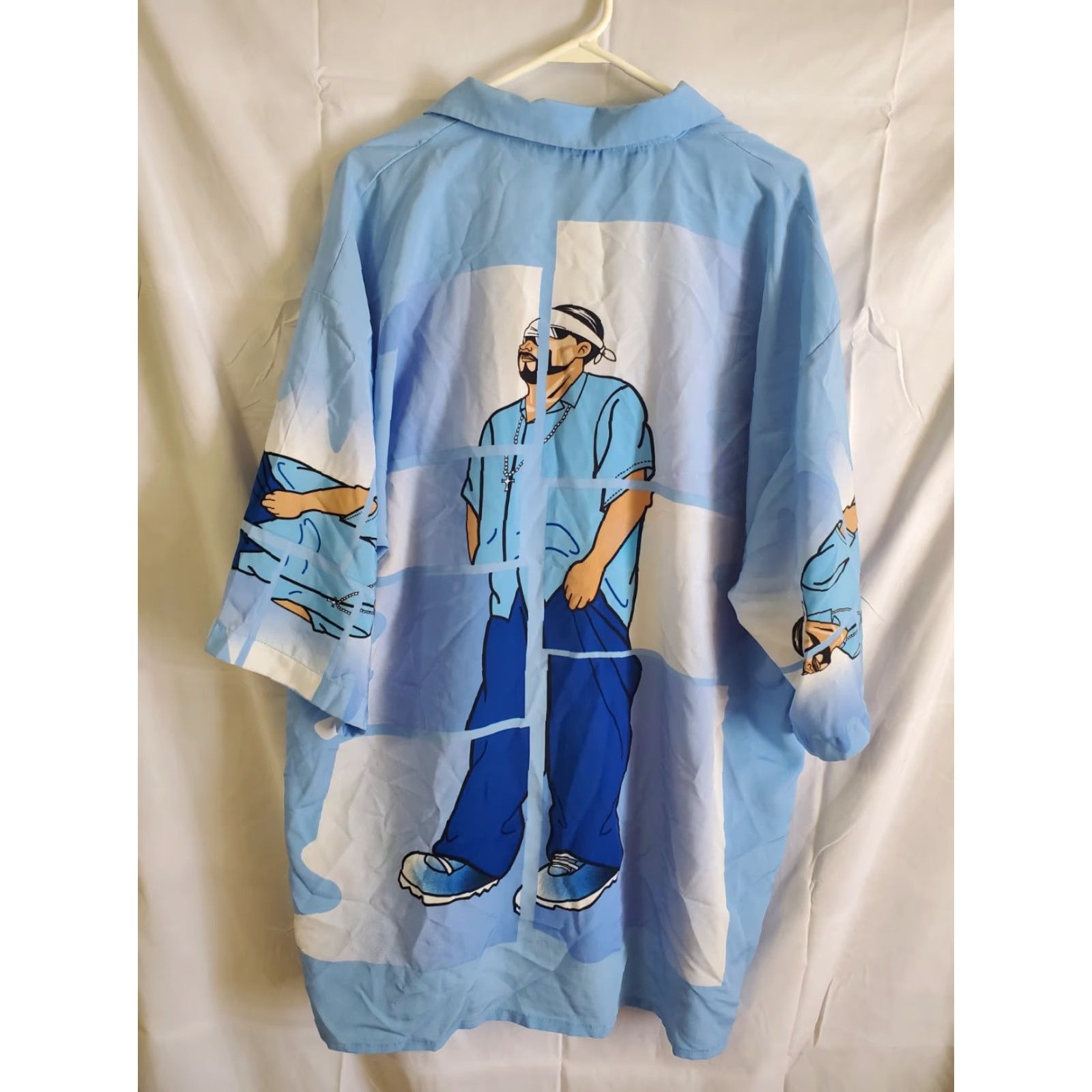 Vintage Blue Boy Men's Shirt XL Button-Up AOP Graphic Print Gangster Hip Hop Streets Casual Button-Down Long Sleeve Polyester Blue Size US XL / EU 56 / 4 - 6 Thumbnail