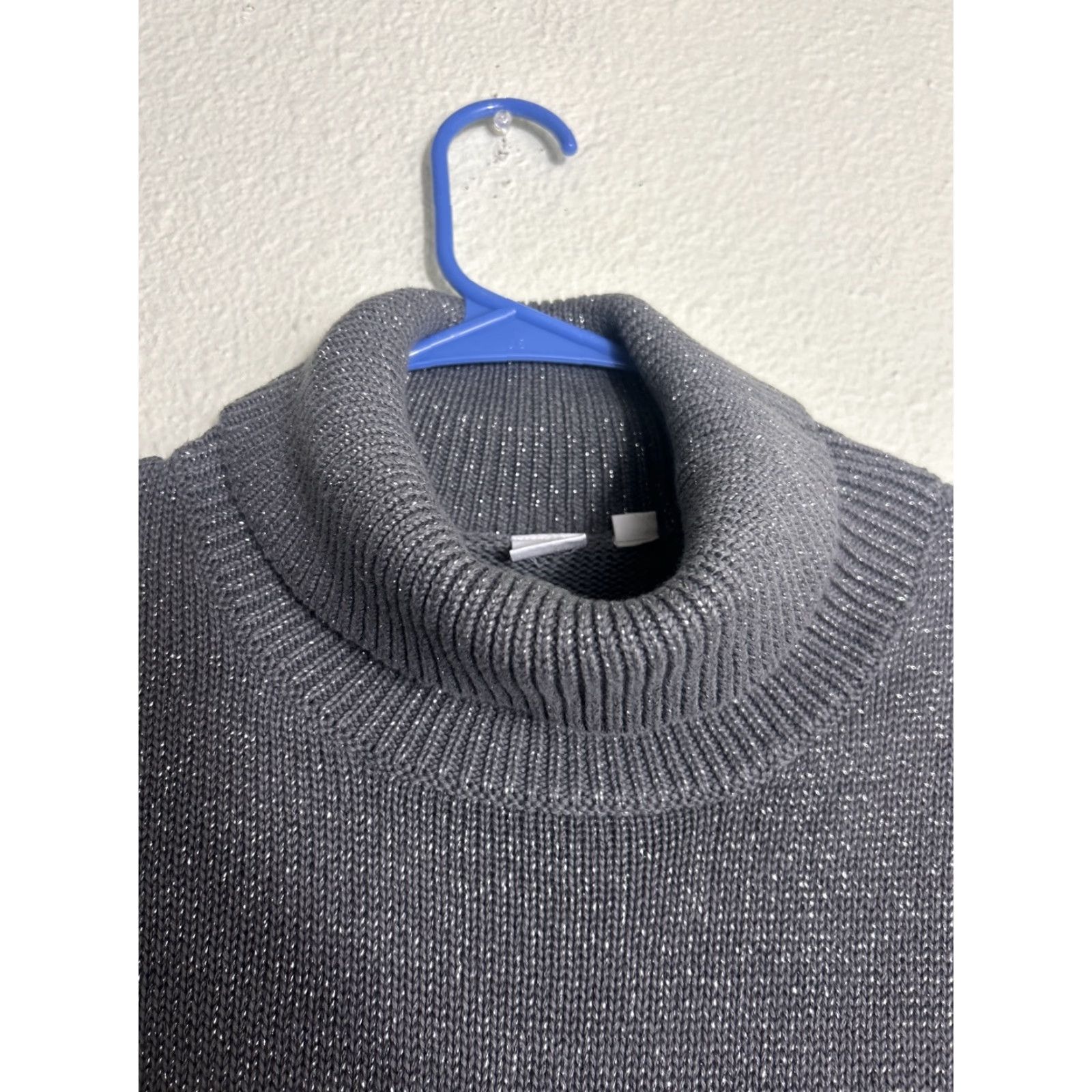 Gap Gap Sweater Womens Large Turtleneck Silver Lurex 24/7 Split Hem Pullover Size L / US 10 / IT 46 - 5 Thumbnail