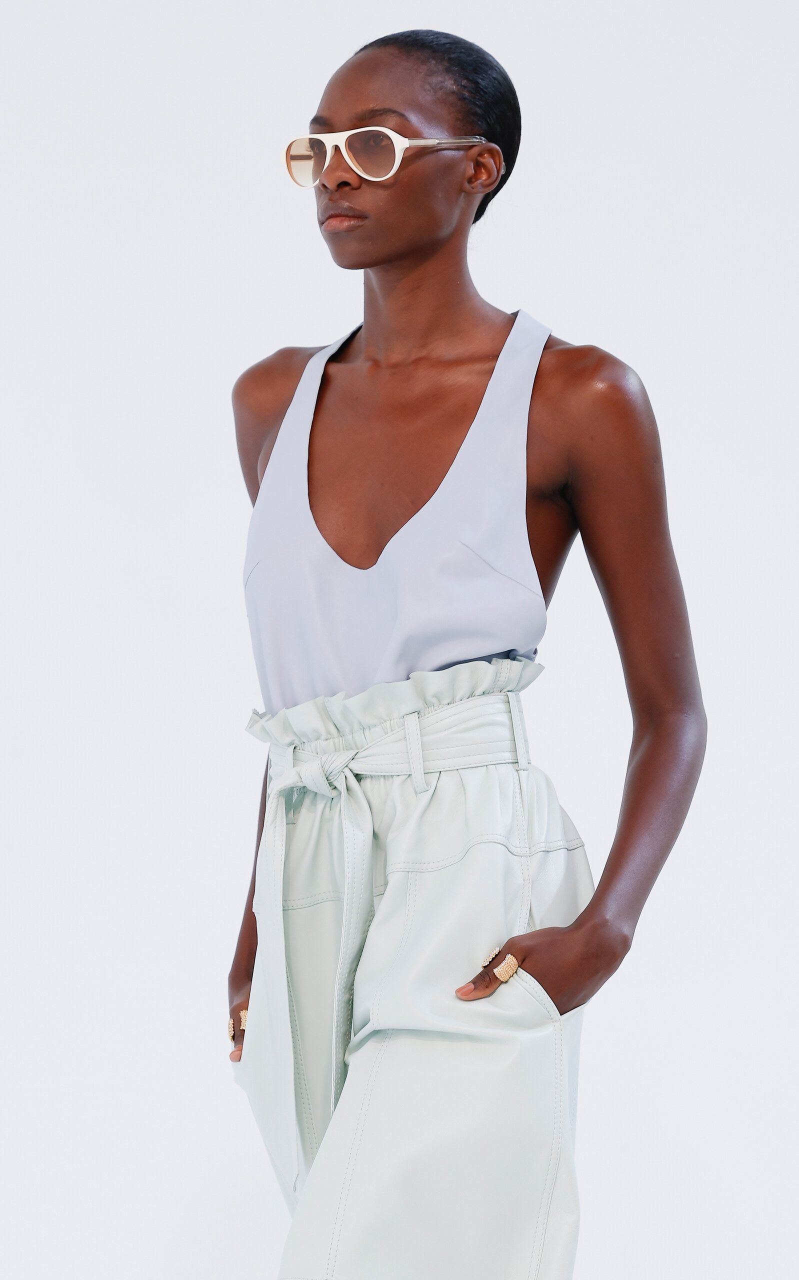 Zimmermann oc11z0525 Cropped Leather Culottes Pant in Mint Size 25" / US 0 / IT 36 - 6 Thumbnail