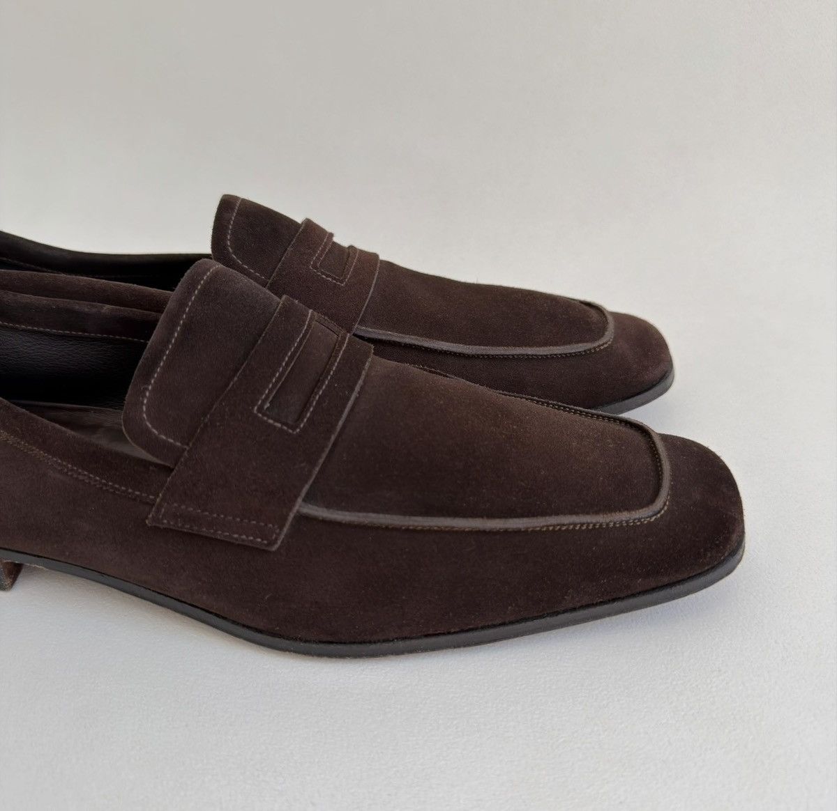 Prada Brown Suede ‘Square Toe’ Loafers Size US 8.5 / EU 41-42 - 5 Thumbnail