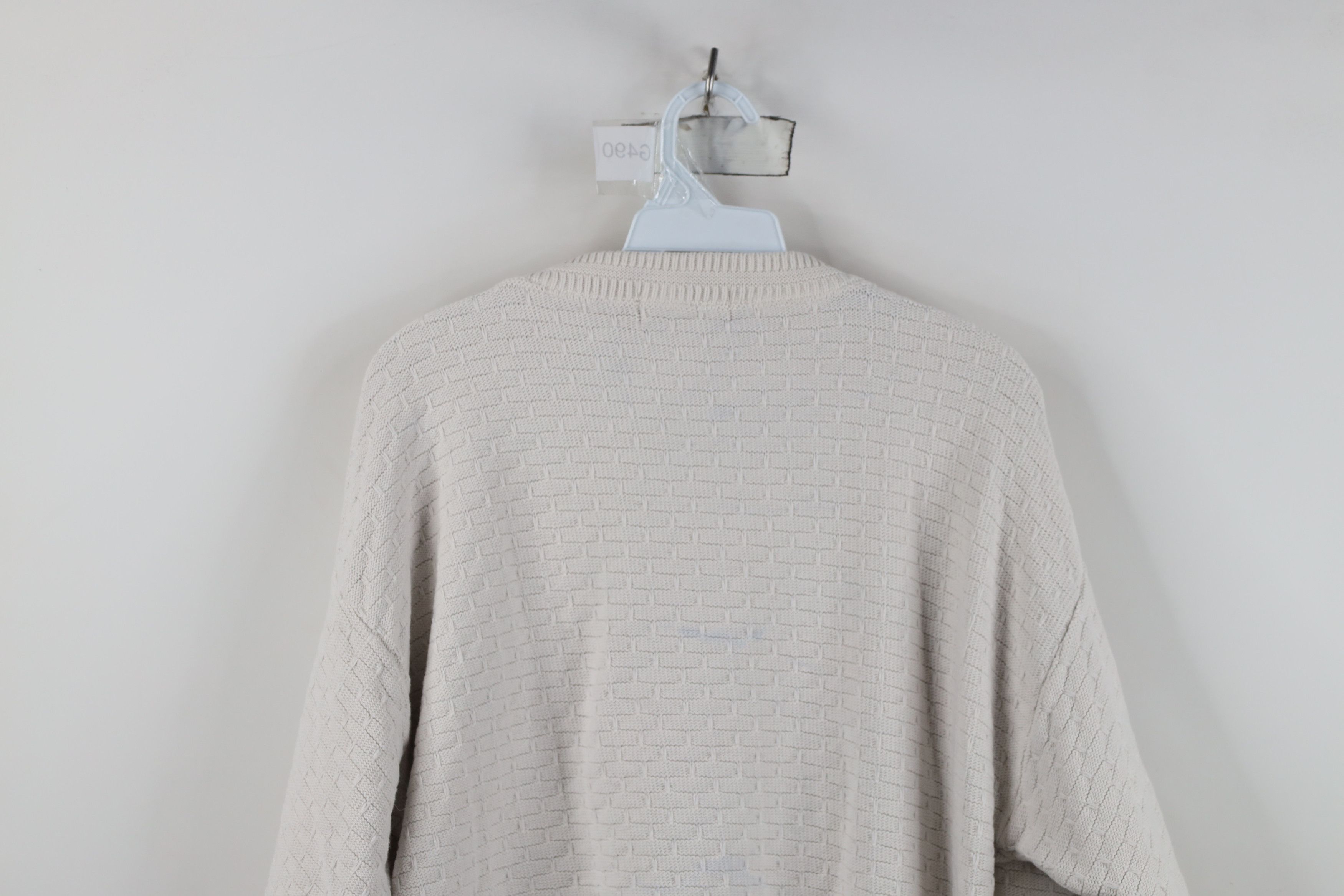 Vintage Vintage 90s Streetwear Cotton Knit Sweater Light Gray USA Size US M / EU 48-50 / 2 - 12 Thumbnail