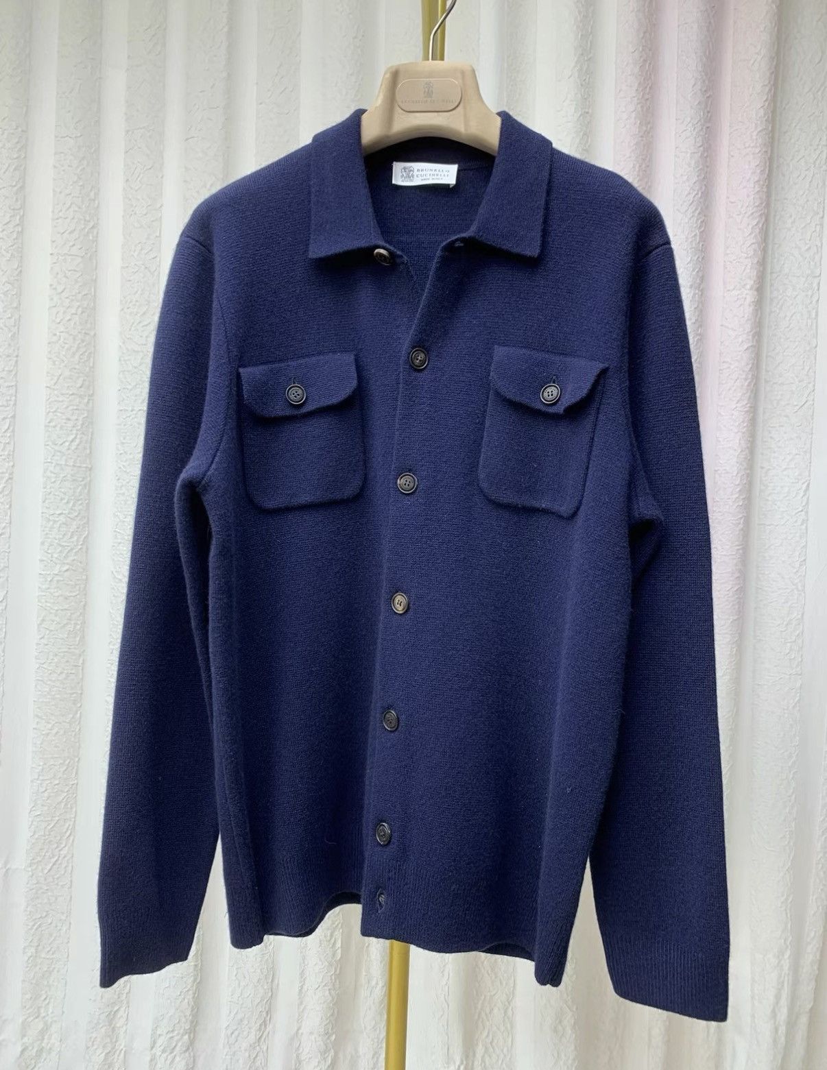 Brunello Cucinelli BRUNELLO CUCINELLI Dark Blue Thickened Wool Jacket Size US M / EU 48-50 / 2 - 2 Thumbnail