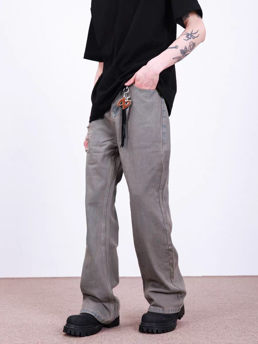 Japanese Brand × Jean Distressed straight-leg ripped slightly flared jeans Size US 32 / EU 48 - 2 Thumbnail