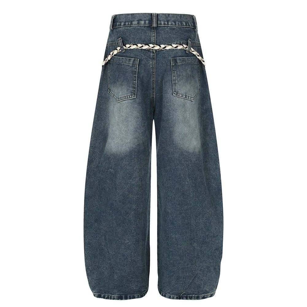 Jean Men's waistband distressed loose washed scimitar jeans Size US 32 / EU 48 - 2 Thumbnail
