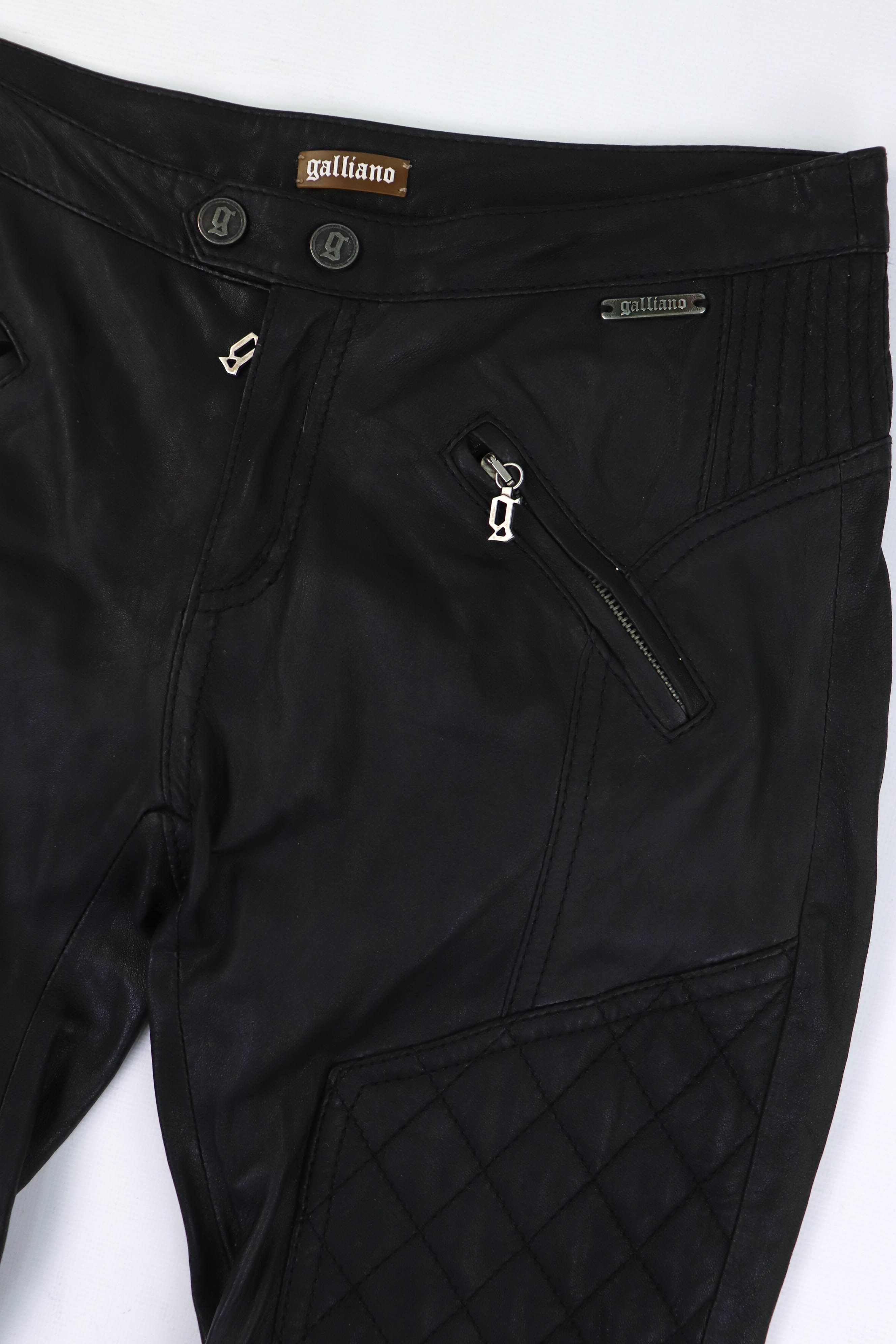 John Galliano Vintage Galliano 2000s Black Leather Zip Biker Pants Size 30" / US 8 / IT 44 - 7 Thumbnail