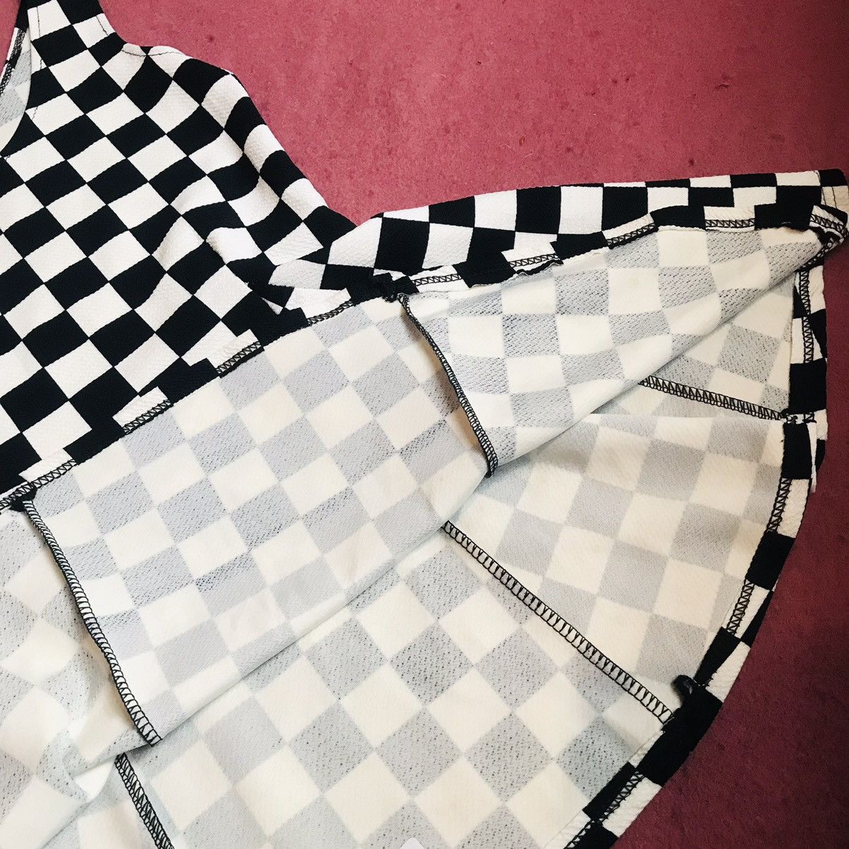 20471120 × If Six Was Nine Japanese Checker Babydoll Mini Dress Size M / US 6-8 / IT 42-44 - 4 Thumbnail