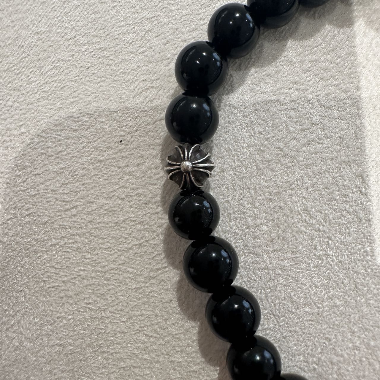 Chrome Hearts Chrome Hearts 6mm Obsidian Eight Silver Beads Cross Bracelet Size ONE SIZE - 7 Thumbnail