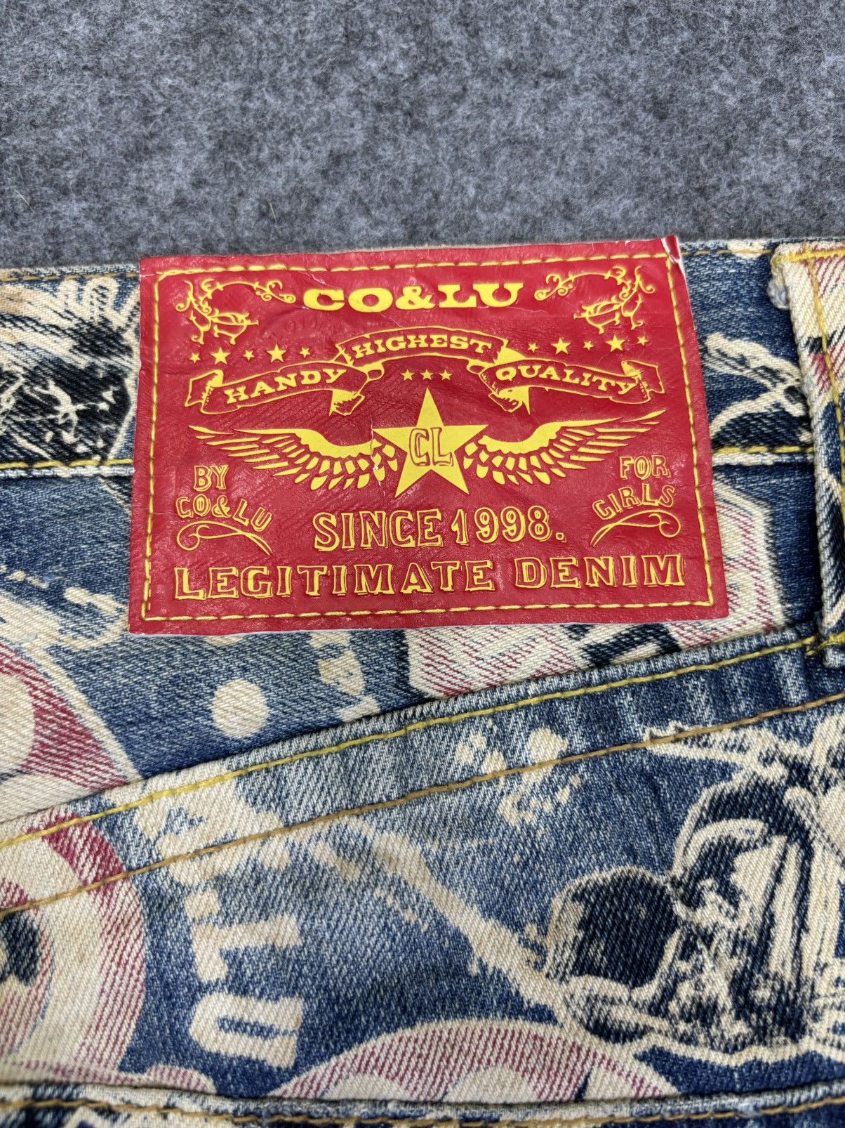Japanese Brand 💥Hysteric Style💥Co&Lu Full Print Stone Wash Denim F695 Size US 33 - 13 Thumbnail