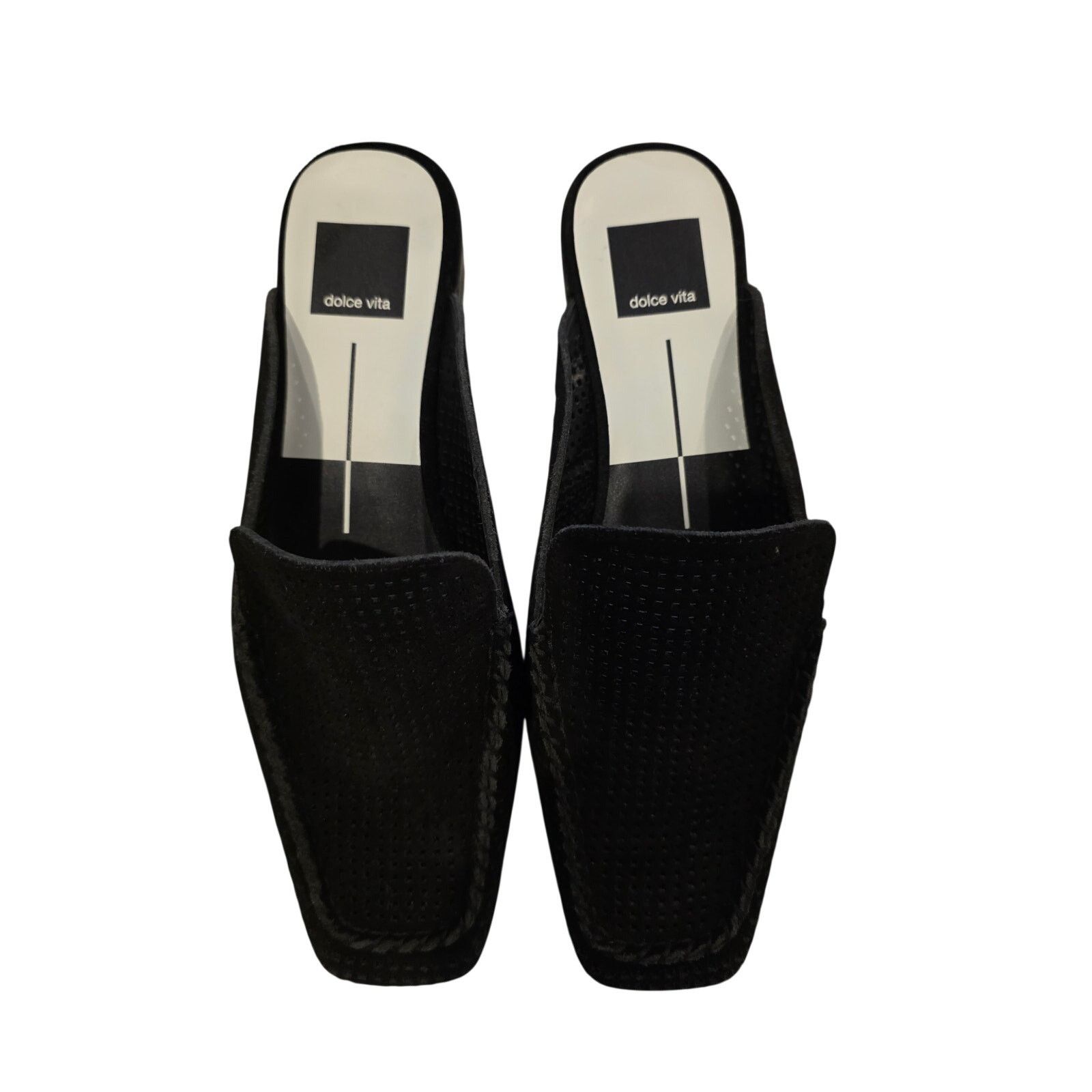 Dolce Vita Dolce Vita Black Suede Perforated Mule Loafers Square Toe Size US 7.5 / IT 37.5 - 7 Thumbnail
