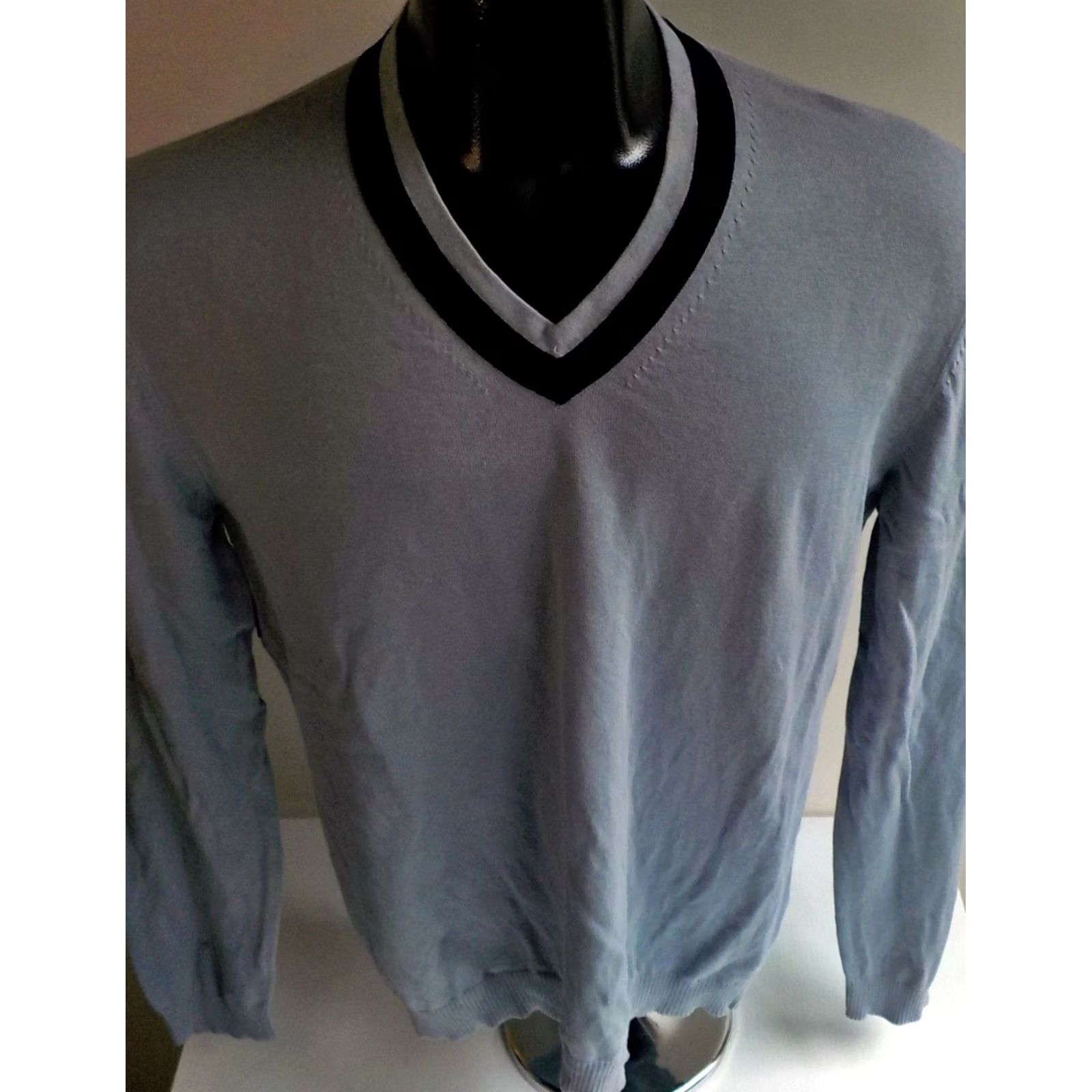 Hugo Boss HUGO BOSS Pullover Sweater V-neck Cotton Light Blue/Navy Trim Large Men Adults Size US L / EU 52-54 / 3 - 2 Thumbnail