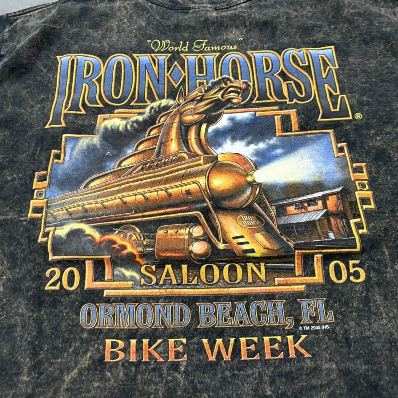 Japanese Brand × Vintage Crazy Vintage Y2K/2000s Faded Iron Horse Bike Week Graphic Tee! Size US XL / EU 56 / 4 - 4 Thumbnail