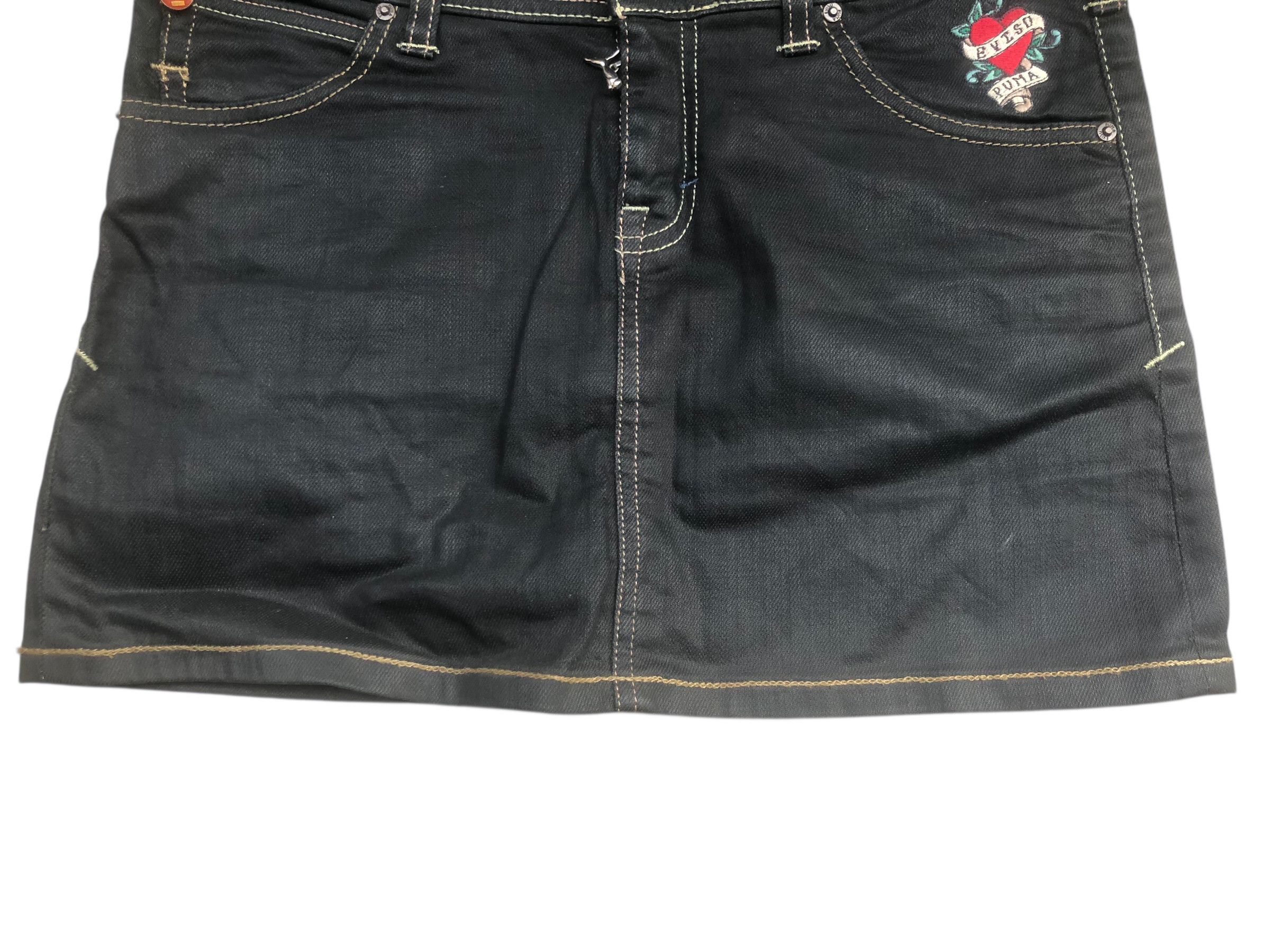 Evisu × Puma 🔥Rare Y2K EVISU x PUMA Black Denim Short Mini Skirt Women Size 28" / US 6 / IT 42 - 4 Thumbnail