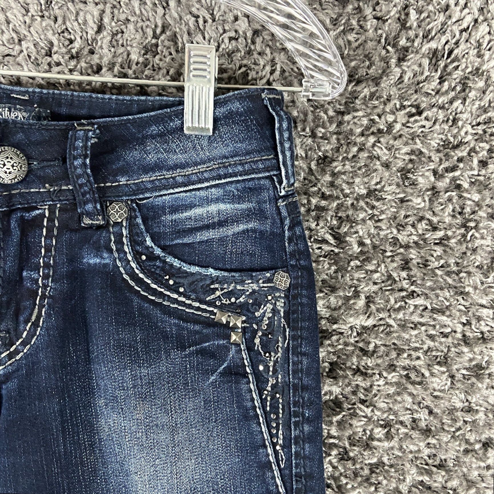 Silver Jeans Co. SILVER JEANS Suki Straight Blue Jeans Women’s 25 Studded Heavy Stitch Metal Size 42" / US 20 - 3 Thumbnail