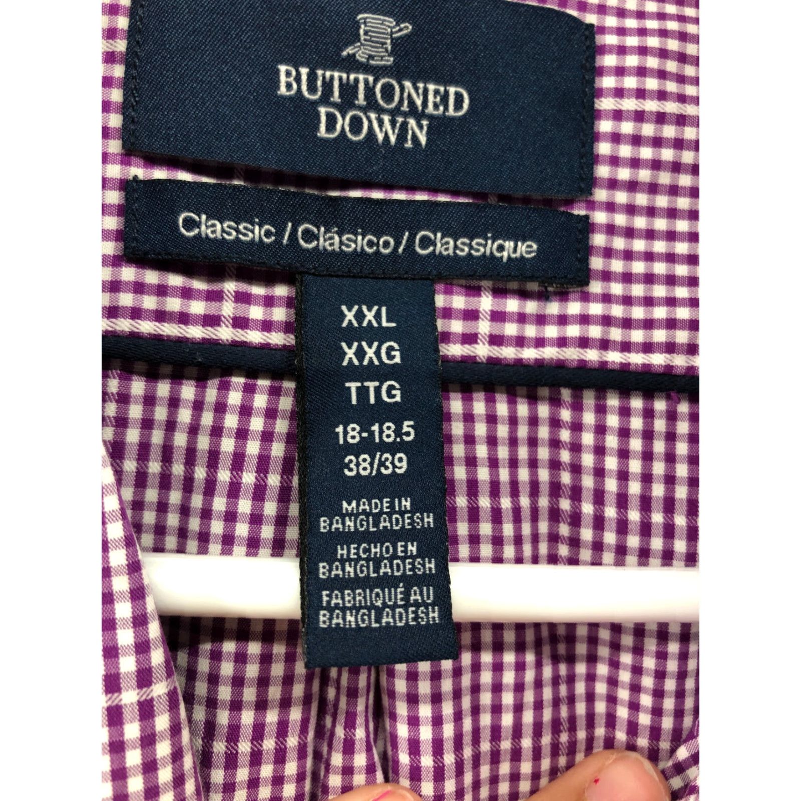 Vintage Buttoned Down Shirt XXL Mens Purple Plaid Long Sleeve Button-Down Collar Shirt Size US XXL / EU 58 / 5 - 7 Thumbnail