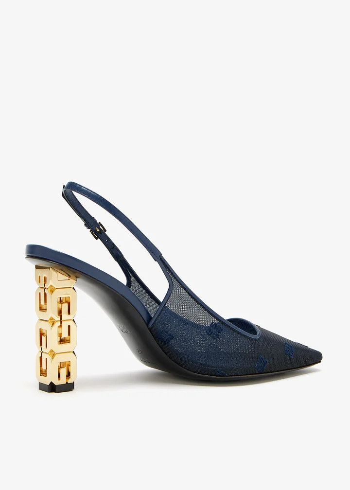 Givenchy o1w1db10326 G Cube Slingback 85mm Pumps in Navy Size US 12 / IT 42 - 3 Thumbnail