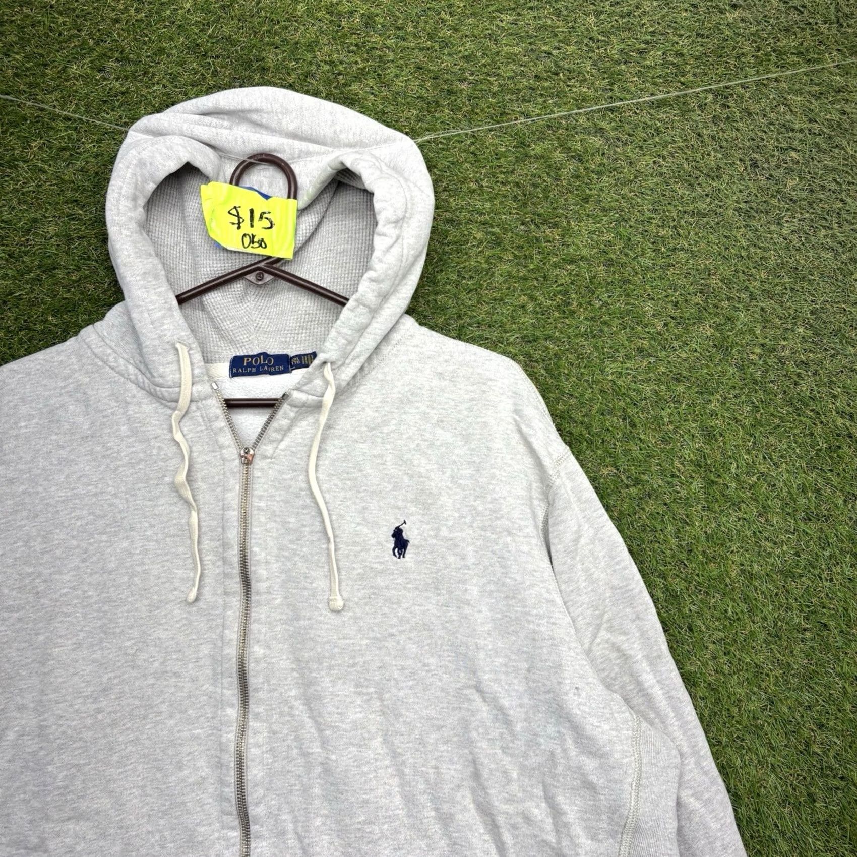 Polo Ralph Lauren VINTAGE Polo Ralph Lauren Hoodie Mens 2XL Gray Sweatshirt Zip Full Zip Crew Neck Antique 90s Logo Embroidered White Space Size US XXL / EU 58 / 5 - 2 Thumbnail