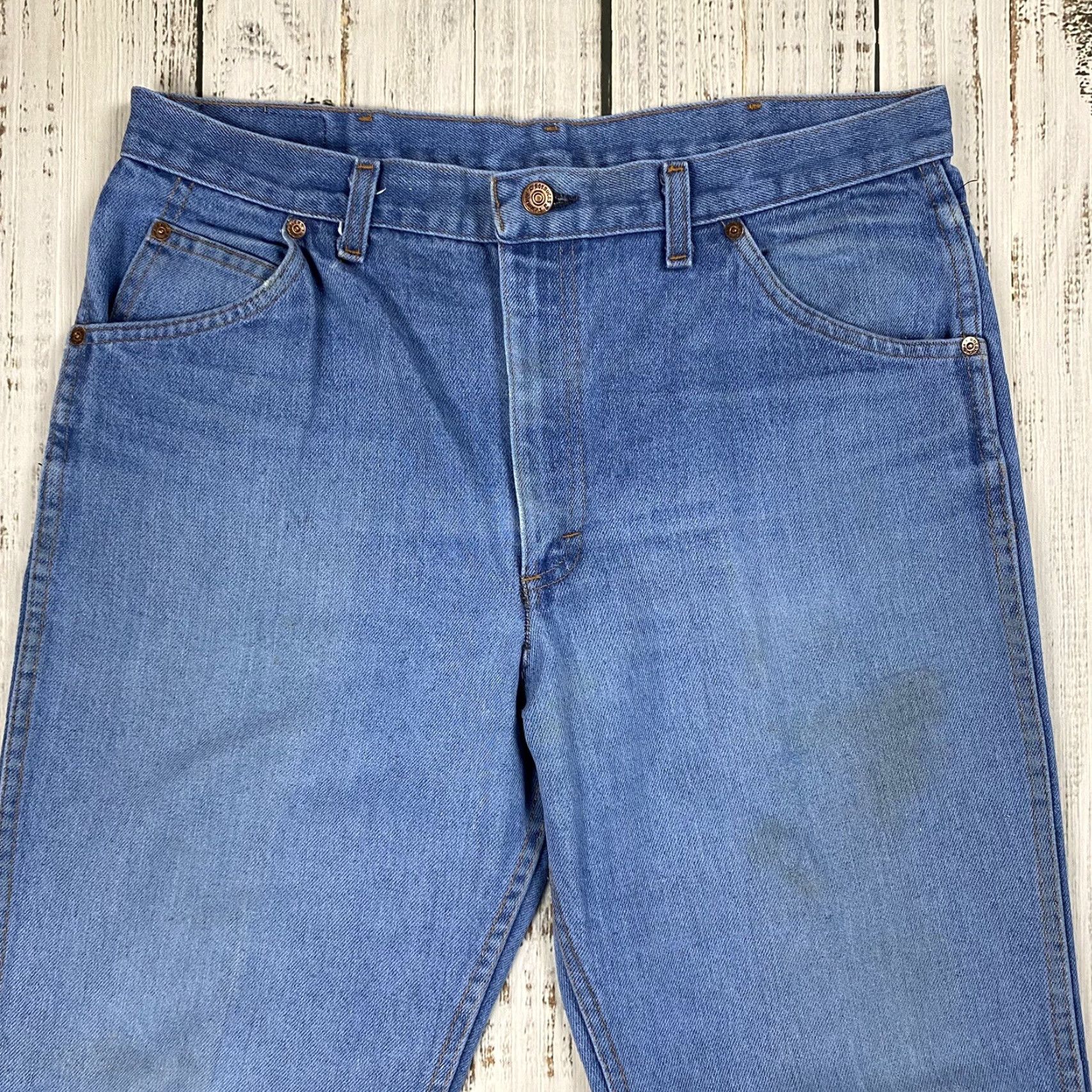 Sears VINTAGE SEARS ROEBUCK BLUE DENIM LIGHT WASH BOOTCUT JEANS 36x30 USA 80s Mens Size US 36 / EU 52 - 2 Thumbnail