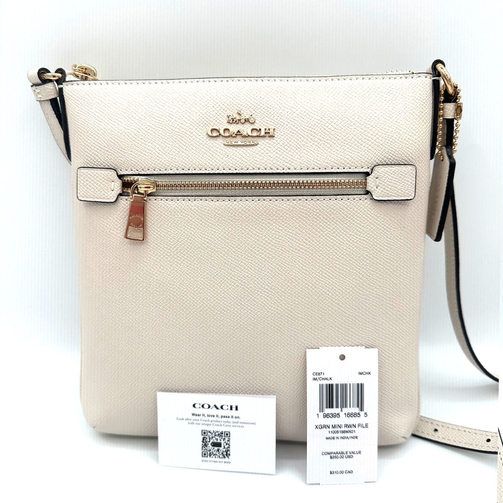 Coach Coach Mini Rowan File Bag Crossbody Purse in Chalk White Size ONE SIZE - 5 Thumbnail