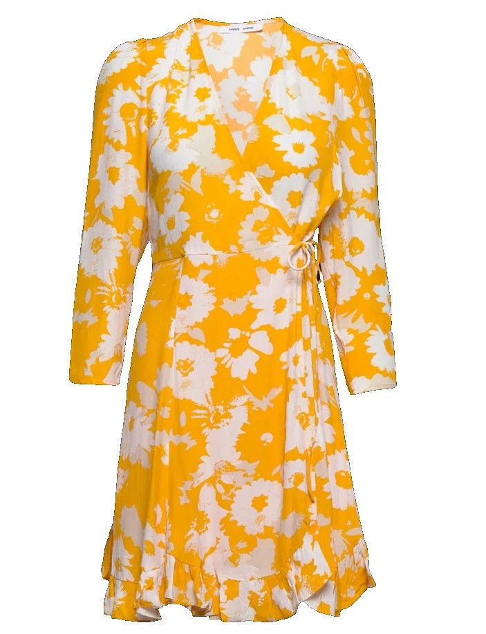Samsoe Samsoe SAMSOE Sunflower Yellow Abstract Floral "Janine" Mini Dress Size L / US 10 / IT 46 - 1 Thumbnail