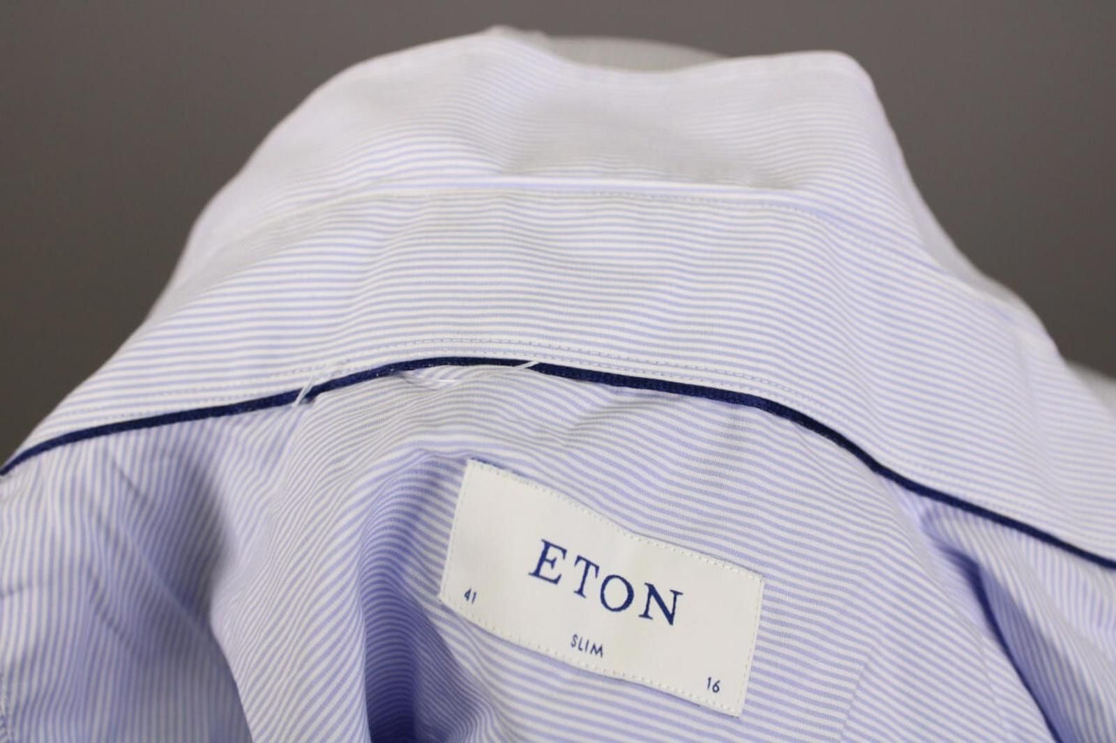 Eton Eton Slim Fit Blue Pinstripe Button Dress Shirt Size 16 41 L Size US M / EU 48-50 / 2 - 11 Thumbnail
