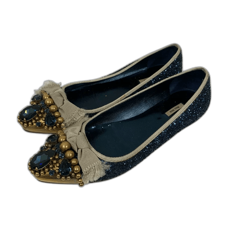 Miu Miu Miu Miu Decorative Gem Flats Size 36.5 Size US 6 / IT 36 - 1 Thumbnail