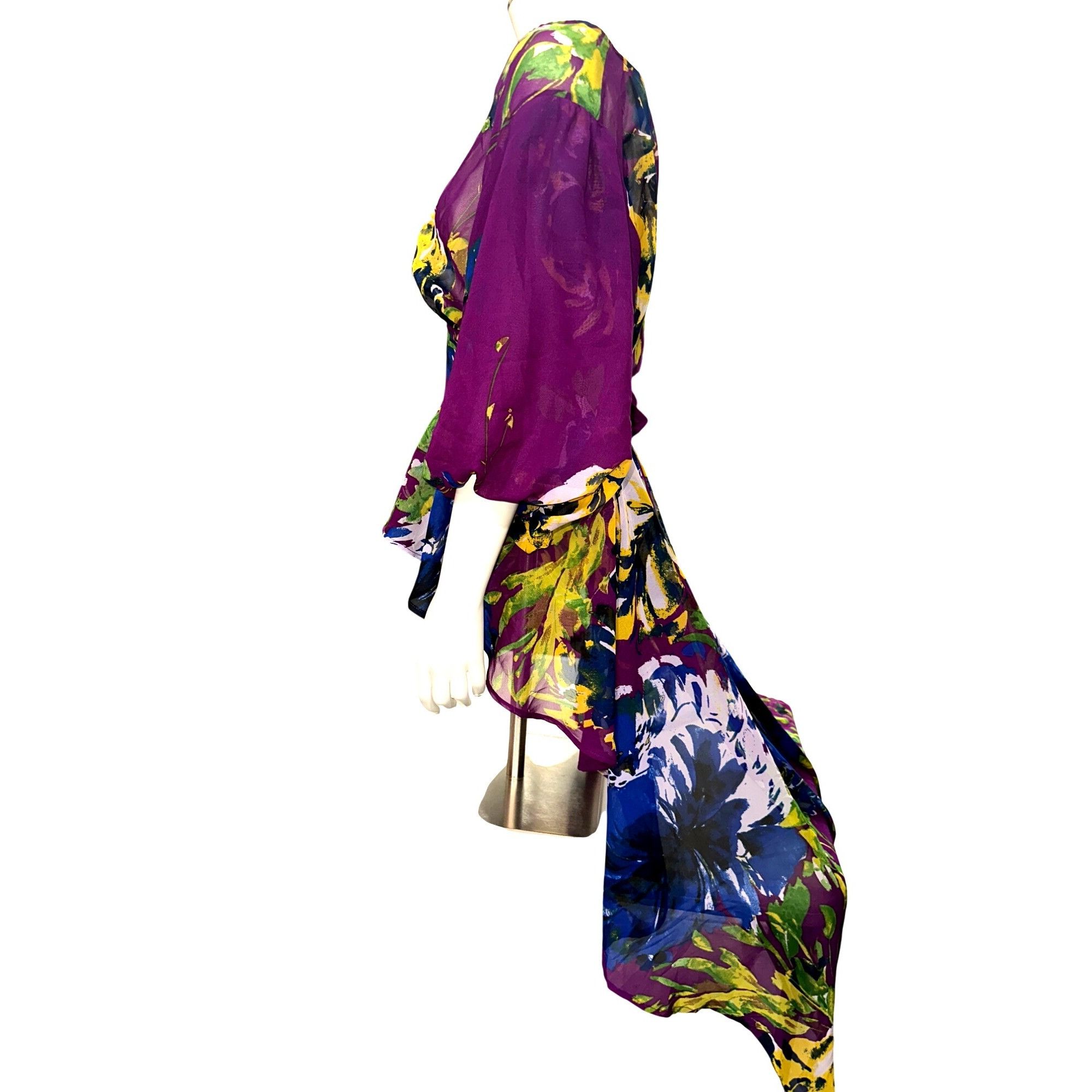 Other Ashley Stewart Size 14 Purple Sheer Floral Dress High Low He Size XL / US 12-14 / IT 48-50 - 4 Thumbnail