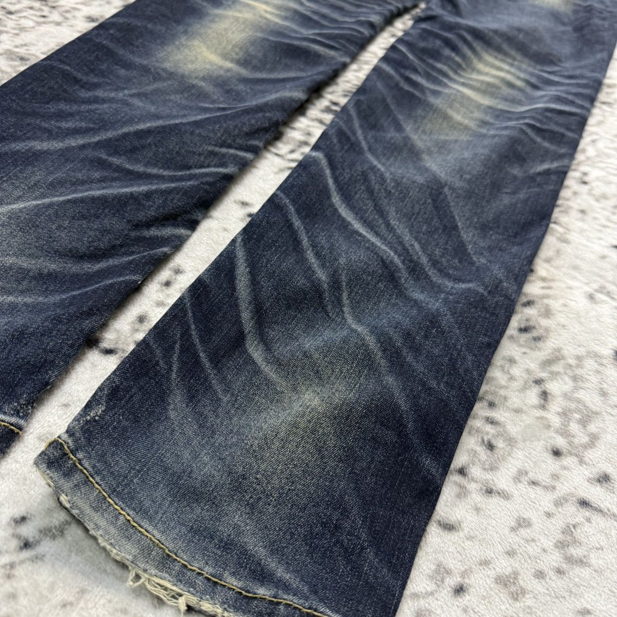 Beauty Beast Lolita Japan Claw Mark Fade Mud Wash Stacked Jeans Size 29" - 15 Thumbnail