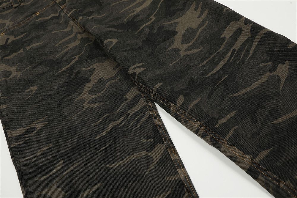 Japanese Brand American contrast camouflage loose straight-leg work jeans Size US 32 / EU 48 - 4 Thumbnail
