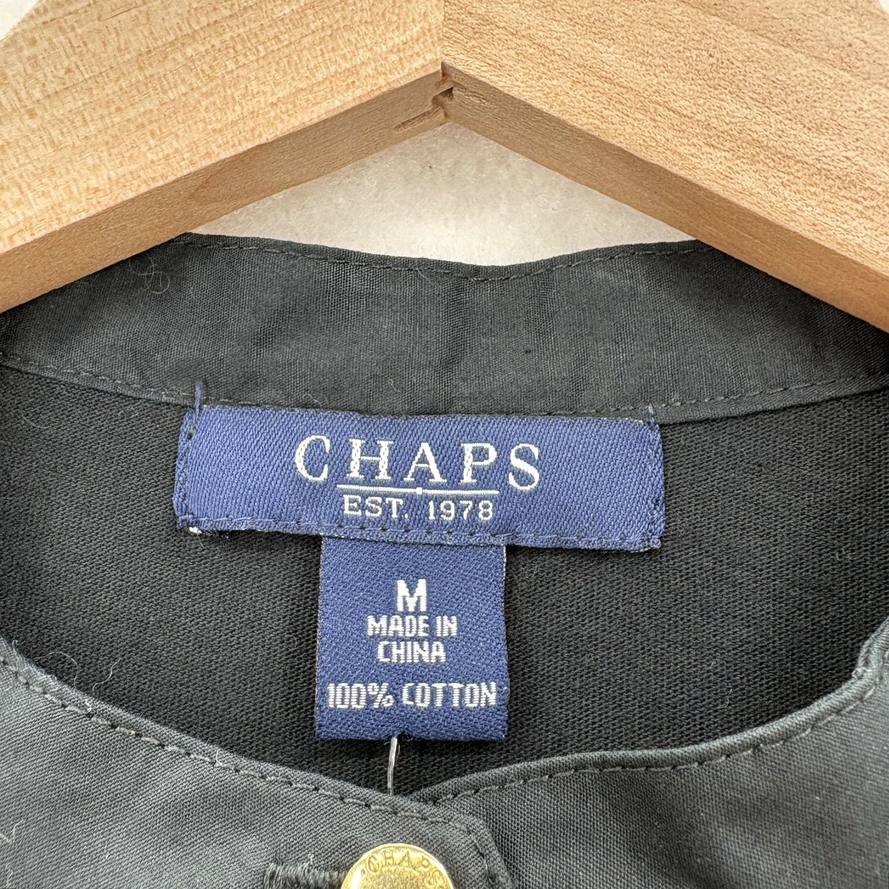 Chaps Chaps Shirt Womens M Black Pleated Bib Henley Long Sleeve Jersey Top NWT Size M / US 6-8 / IT 42-44 - 4 Thumbnail