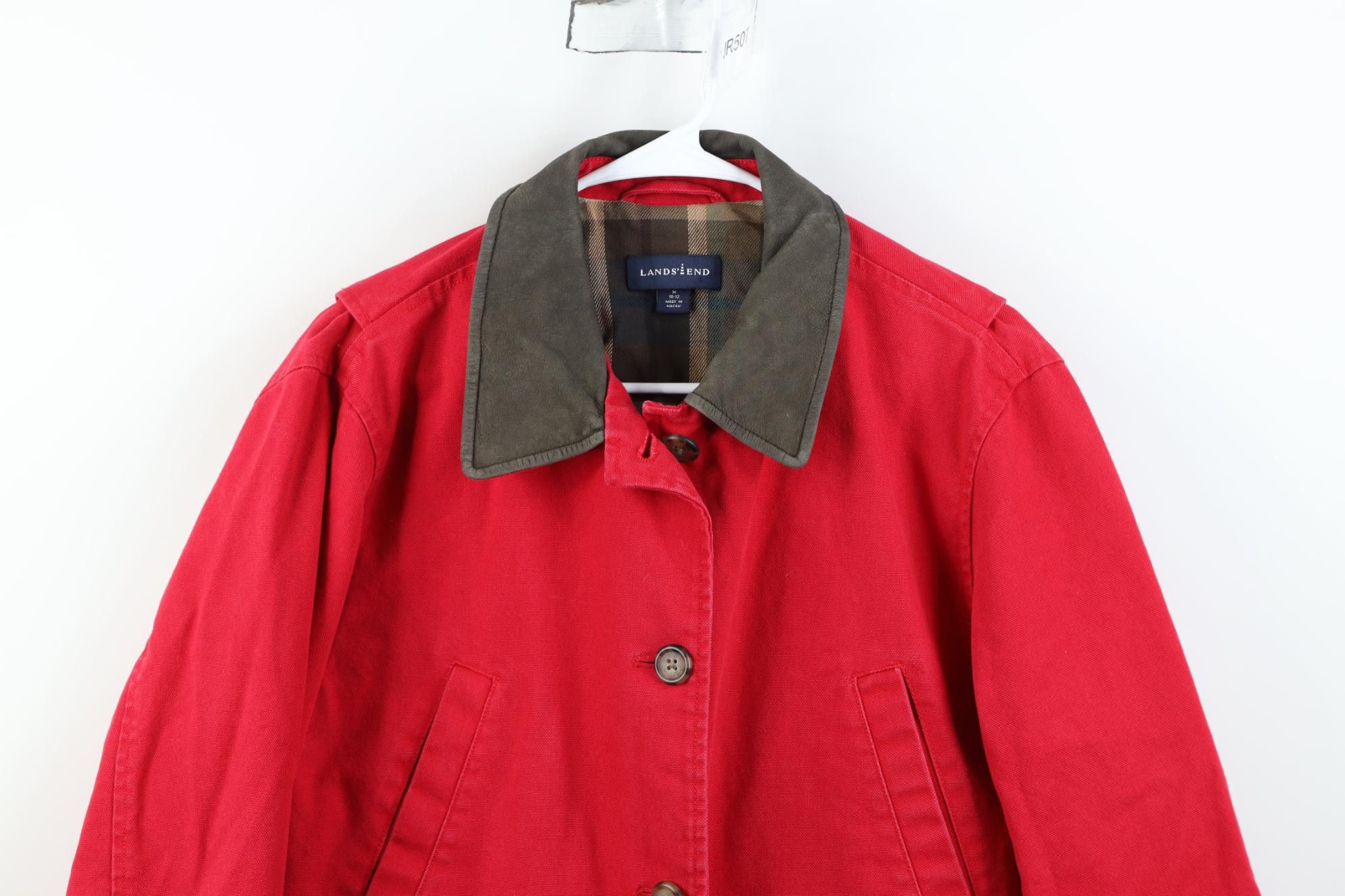Lands' End Vintage 90s Lands End Collar Flannel Lined Chore Barn Jacket Size M / US 6-8 / IT 42-44 - 2 Thumbnail