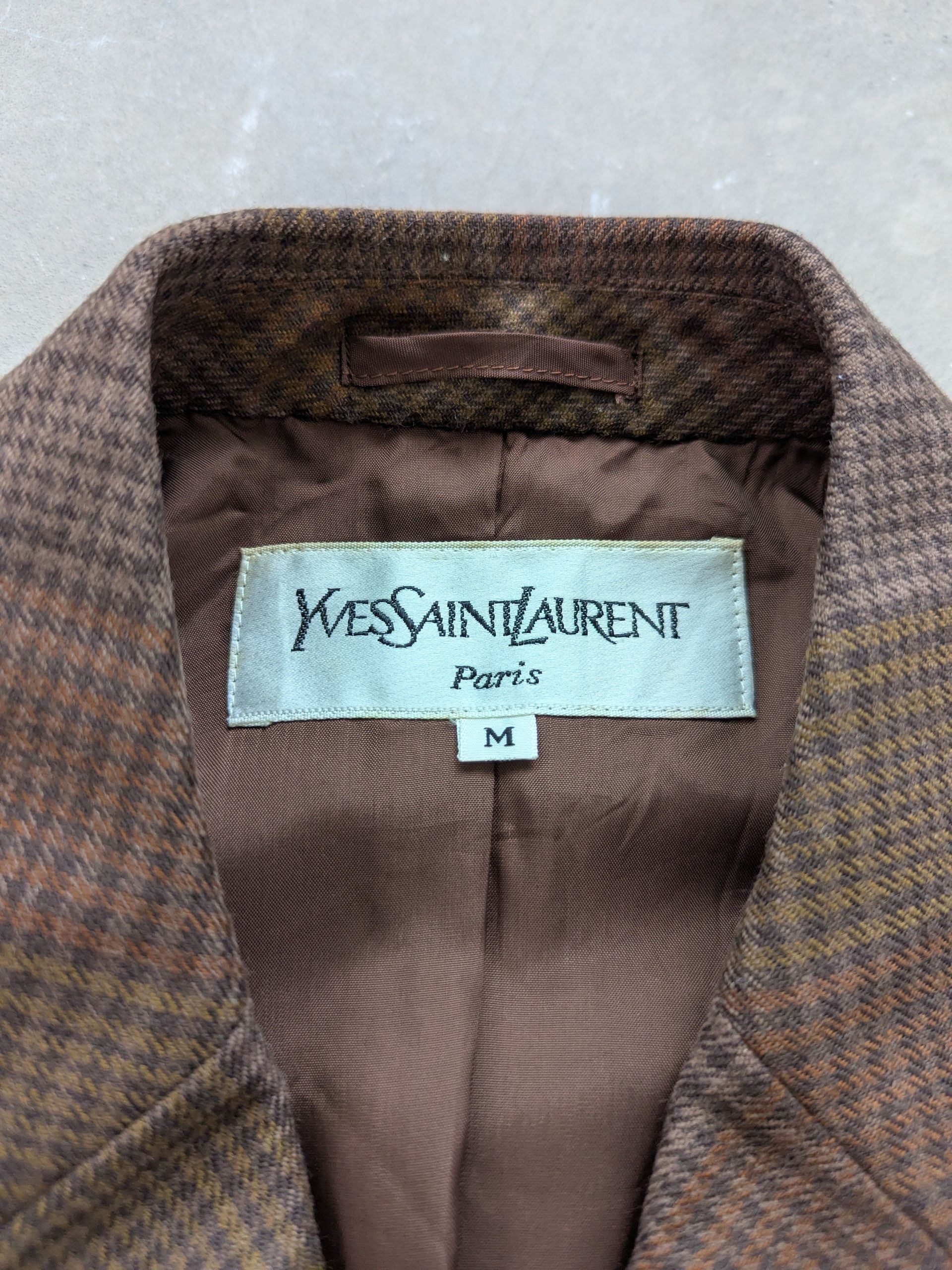 Designer × Yves Saint Laurent Vintage Yves Saint Laurent Wool Blazer Checkered Size M / US 6-8 / IT 42-44 - 9 Thumbnail