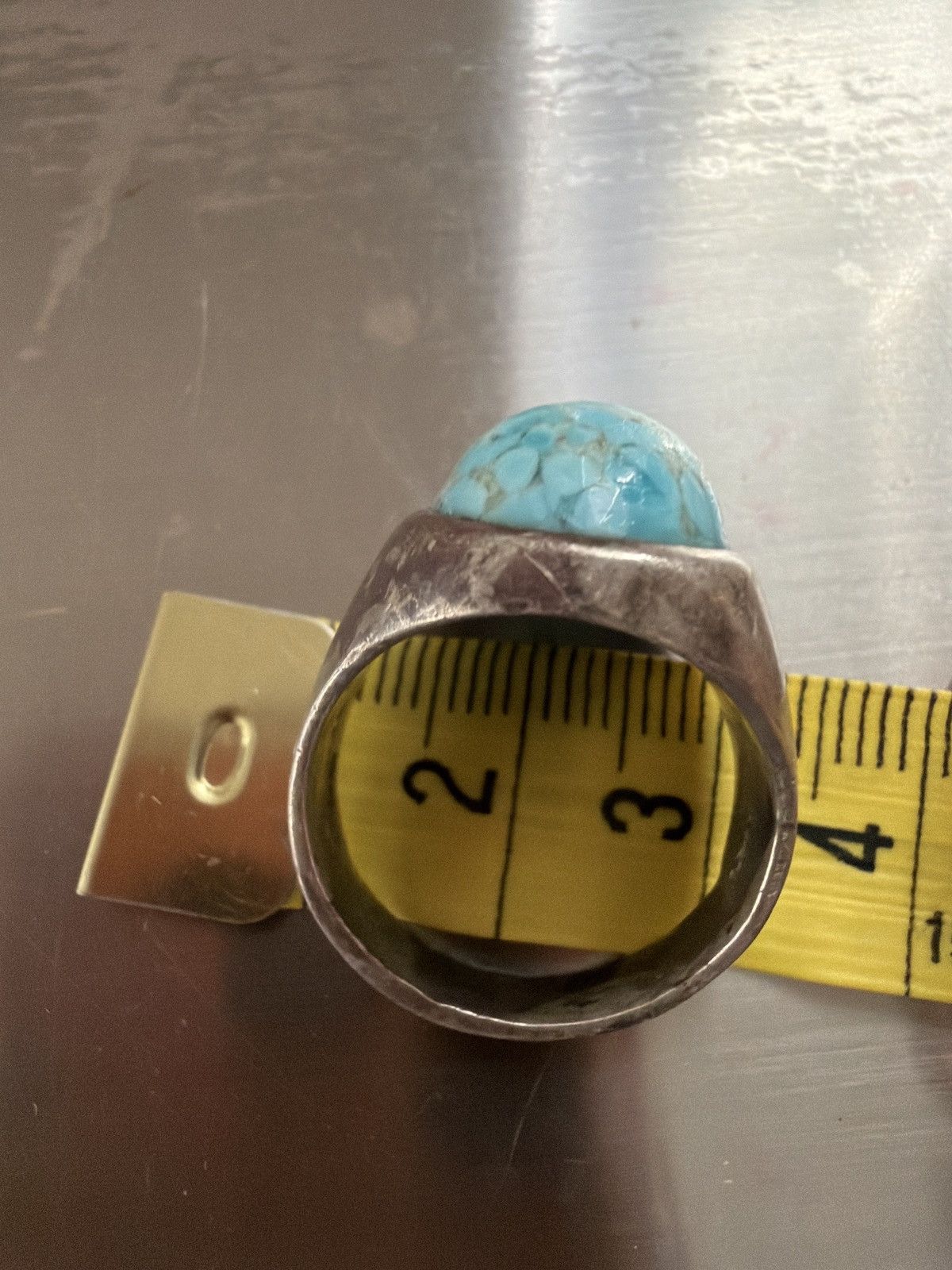 Other Sterling Silver 925 Turquoise Ring Sz 9 Chunky Wide Band Size ONE SIZE - 12 Thumbnail