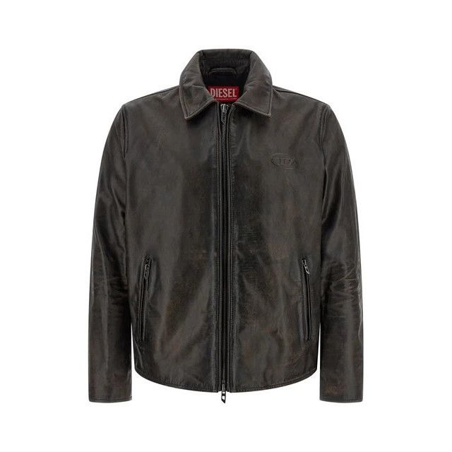 DIESEL L-Amar-Wrd Brown Leather Jacket New & Authentic (Men'