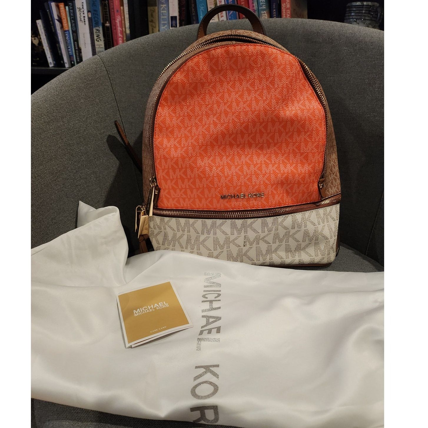 Orange michael kors backpack best sale