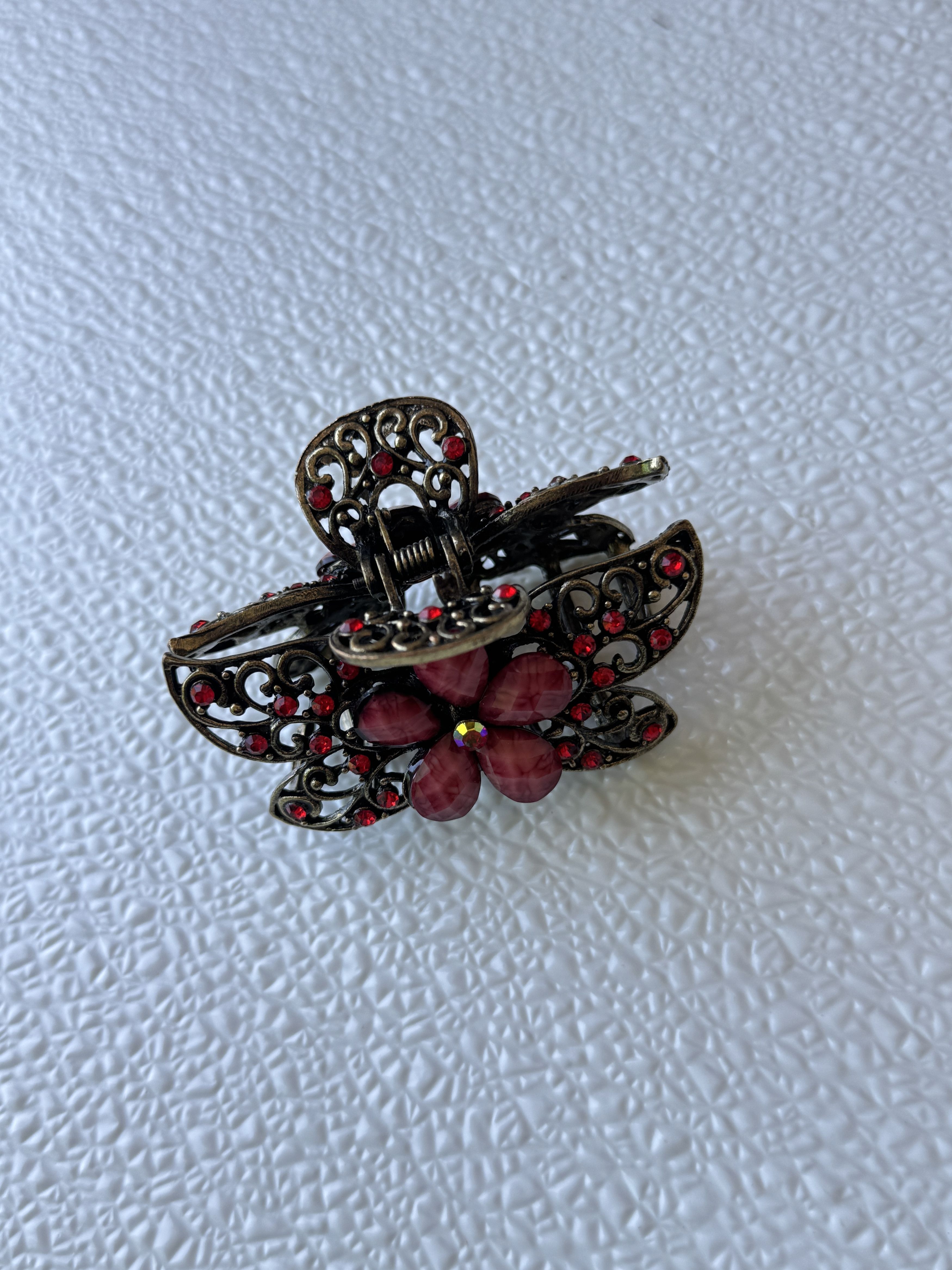 Other Maroon Rhinestone Butterfly Hair Clip Size ONE SIZE - 7 Thumbnail