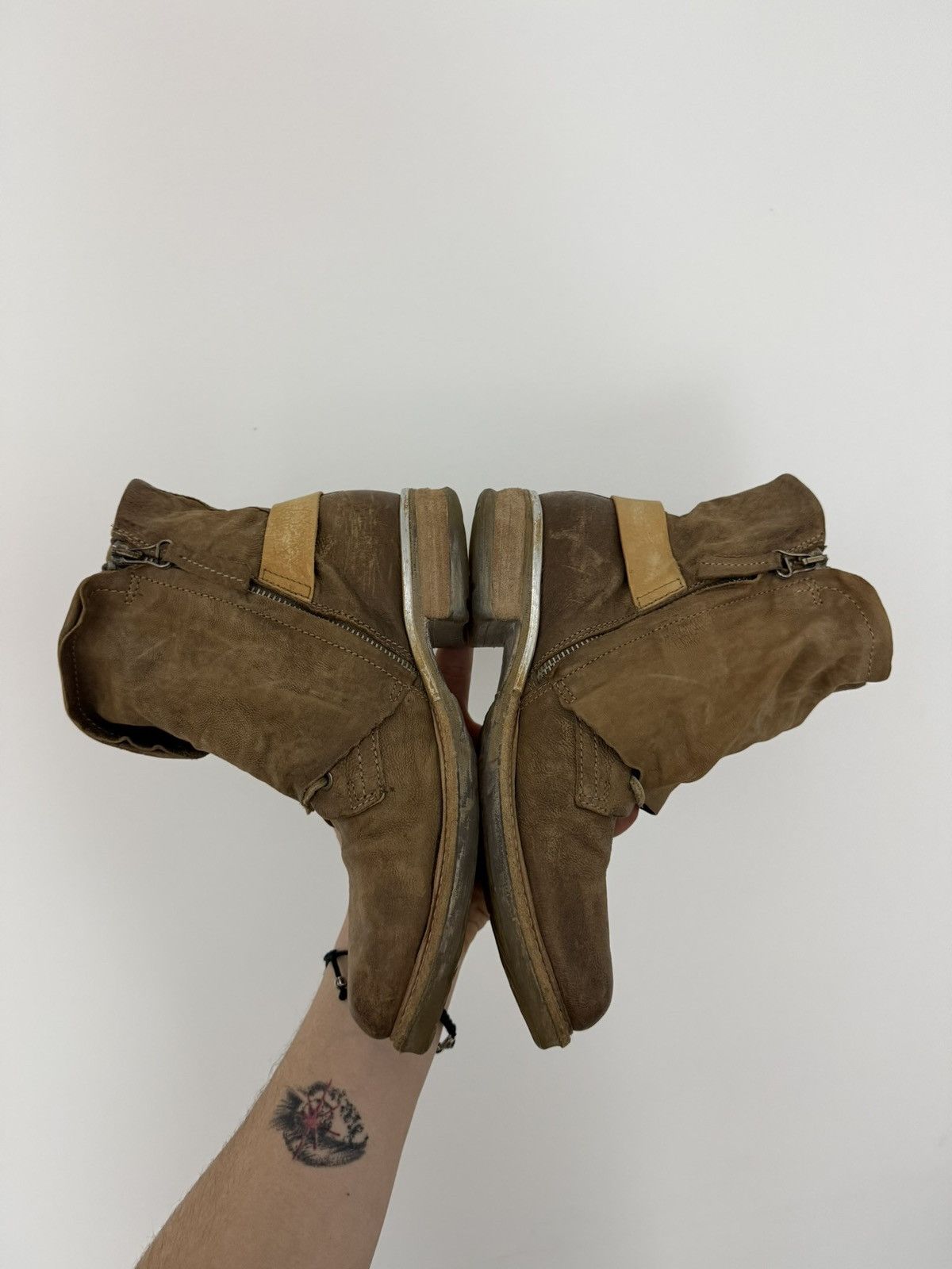A.S.98 Vintage A.S 98 Leather Ankle Biker Boots Italy Beige Size US 9 / IT 39 - 7 Thumbnail