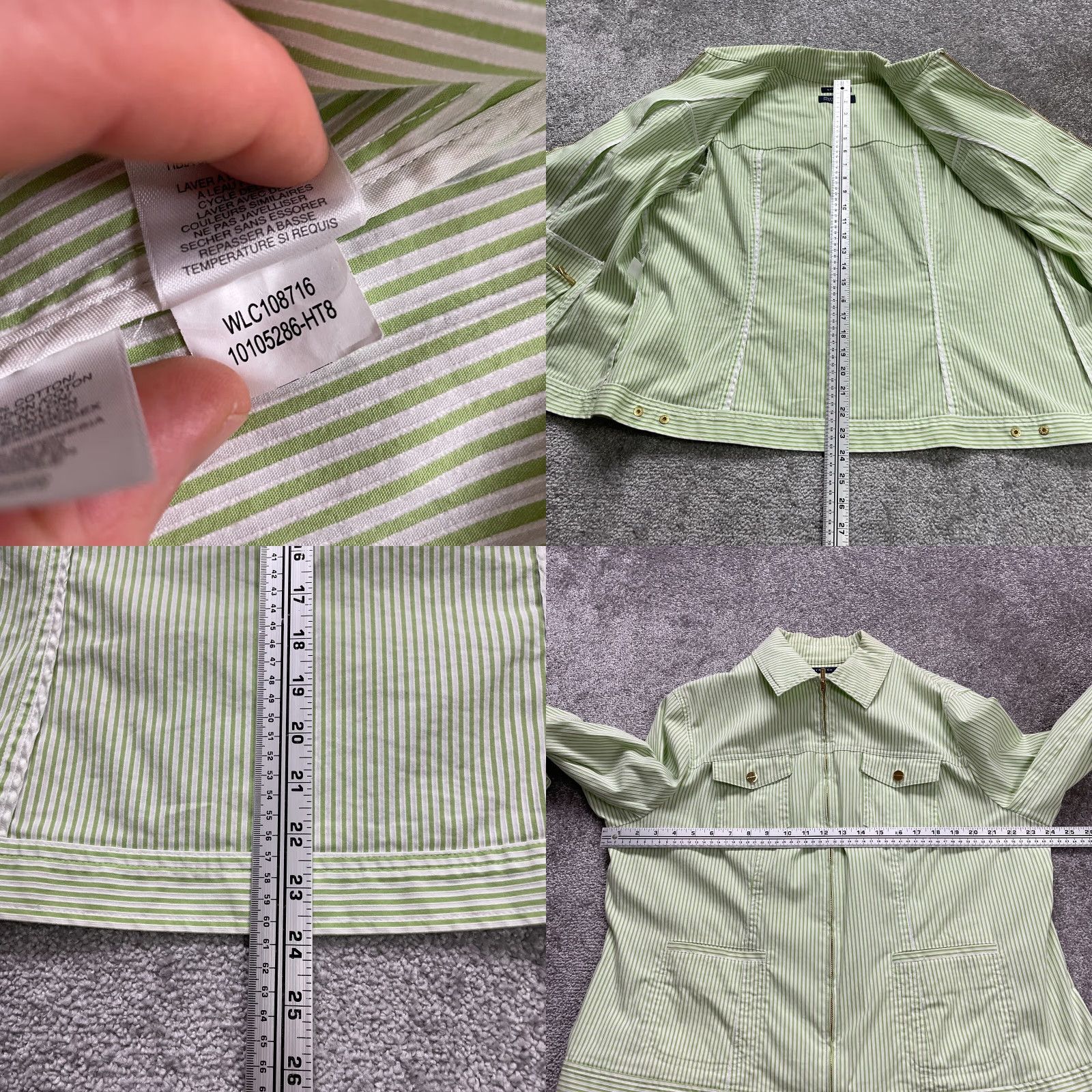 Jones New York Jones New York Jacket Womens 2XL Green White Striped Collared Full Zip Casual Size XXL / US 16-18 / IT 52-54 - 8 Thumbnail