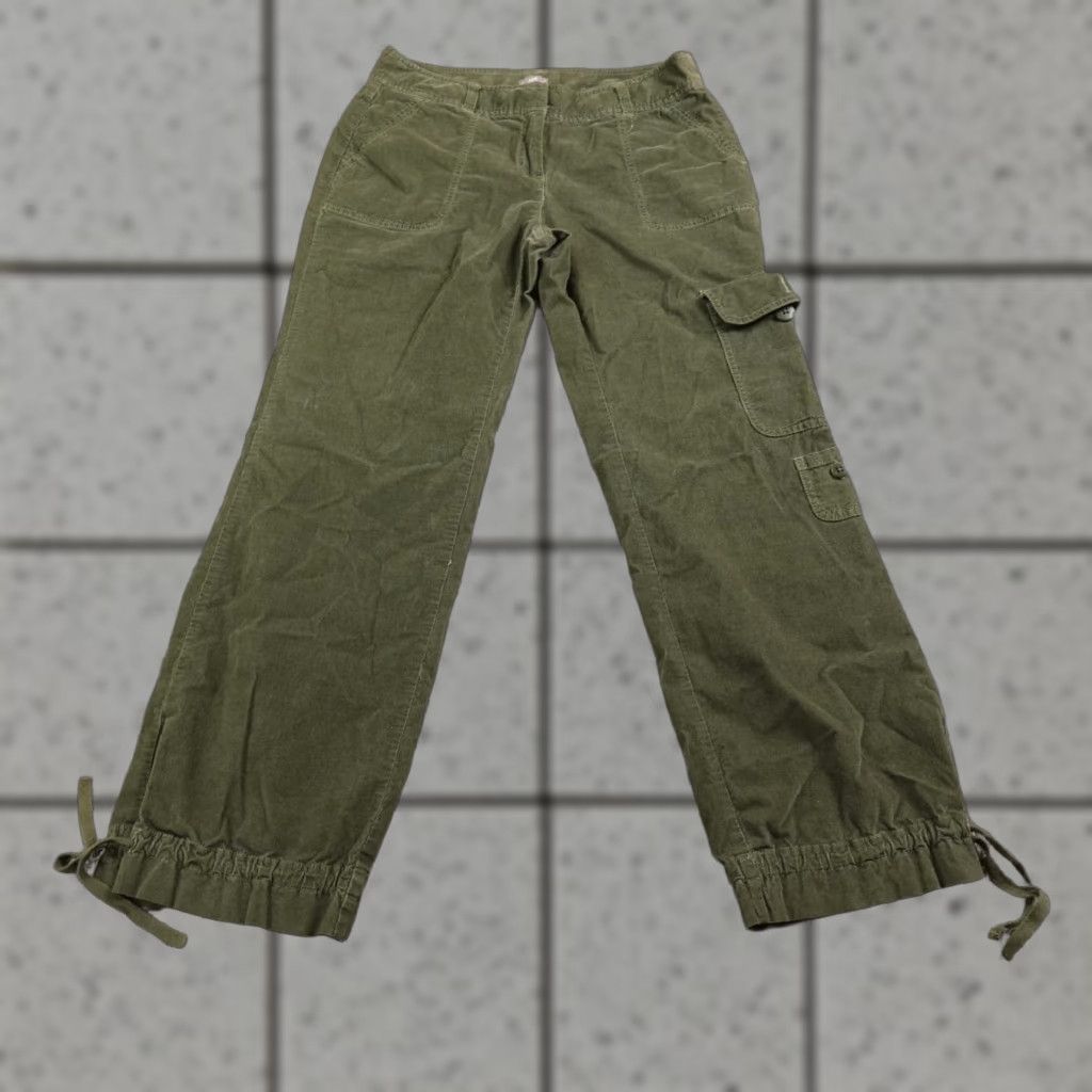 J. Jill J. Jill Pants Women 12 Green Cargo Corduroy High Rise Wide-Leg Baggy Stretch Size 34" / US 12 / IT 48 - 1 Thumbnail