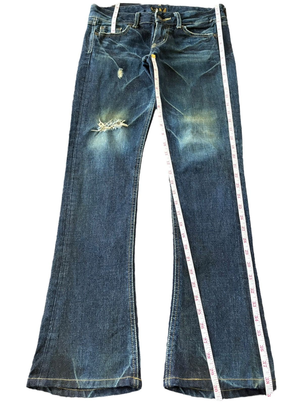 SLY Vintage Japanese Brand Mud Wash Distress Flare Jeans Size 30" / US 8 / IT 44 - 8 Thumbnail