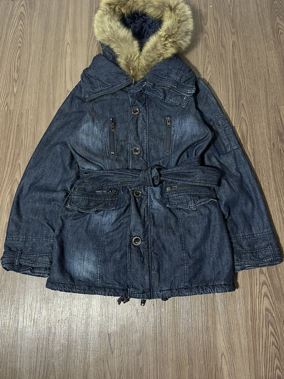 Hysteric Glamour Rei Firenze Multipocket punk Fur Denim Parka Belt Waisted Size US L / EU 52-54 / 3 - 7 Thumbnail
